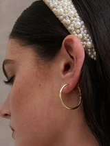 30MM CLASSIC 18K GOLD PLATED HOOPS - GOLD - Image 4