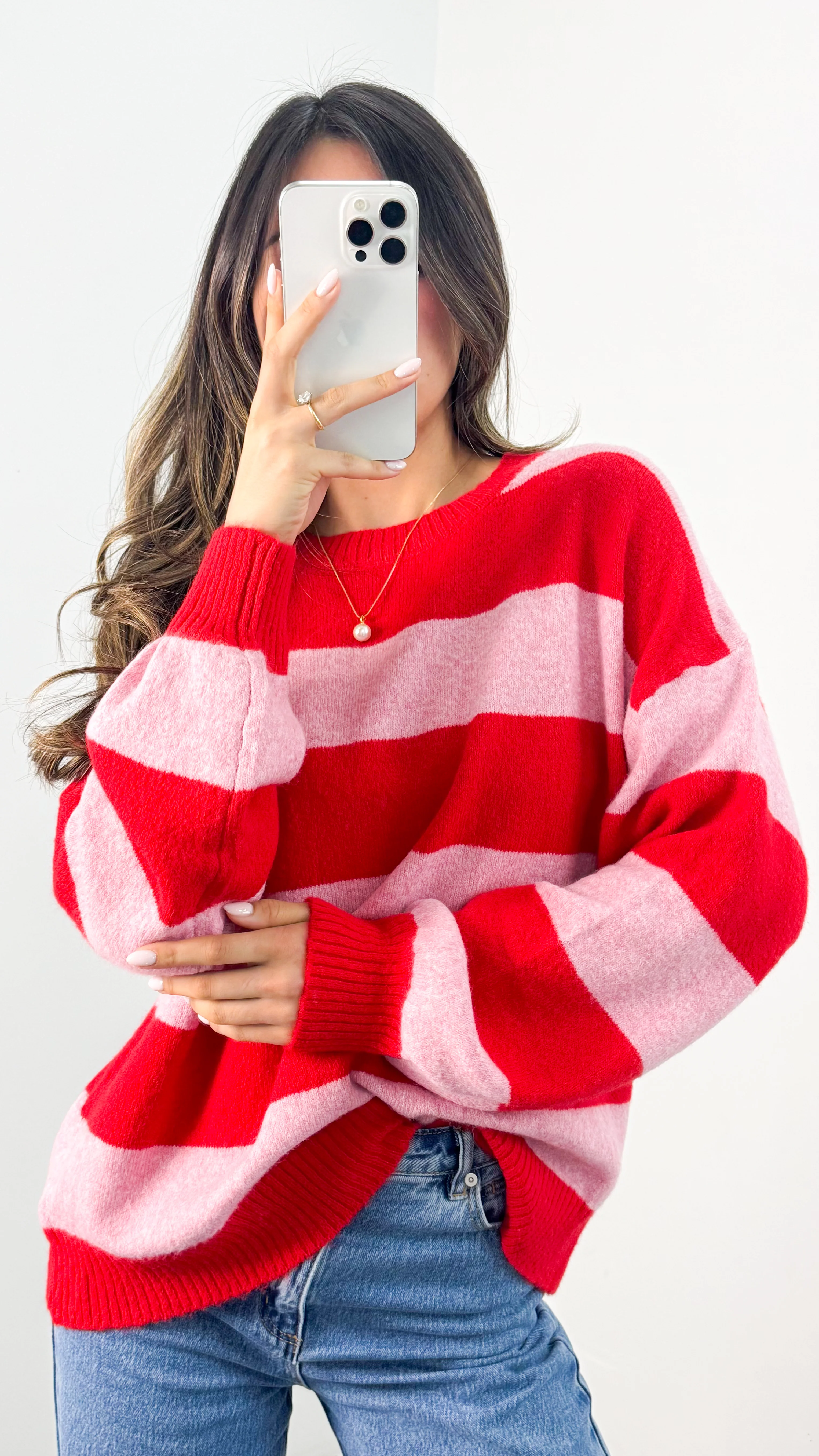 ANITA BLOCK STRIPE KNIT - PINK/RED - Image 8