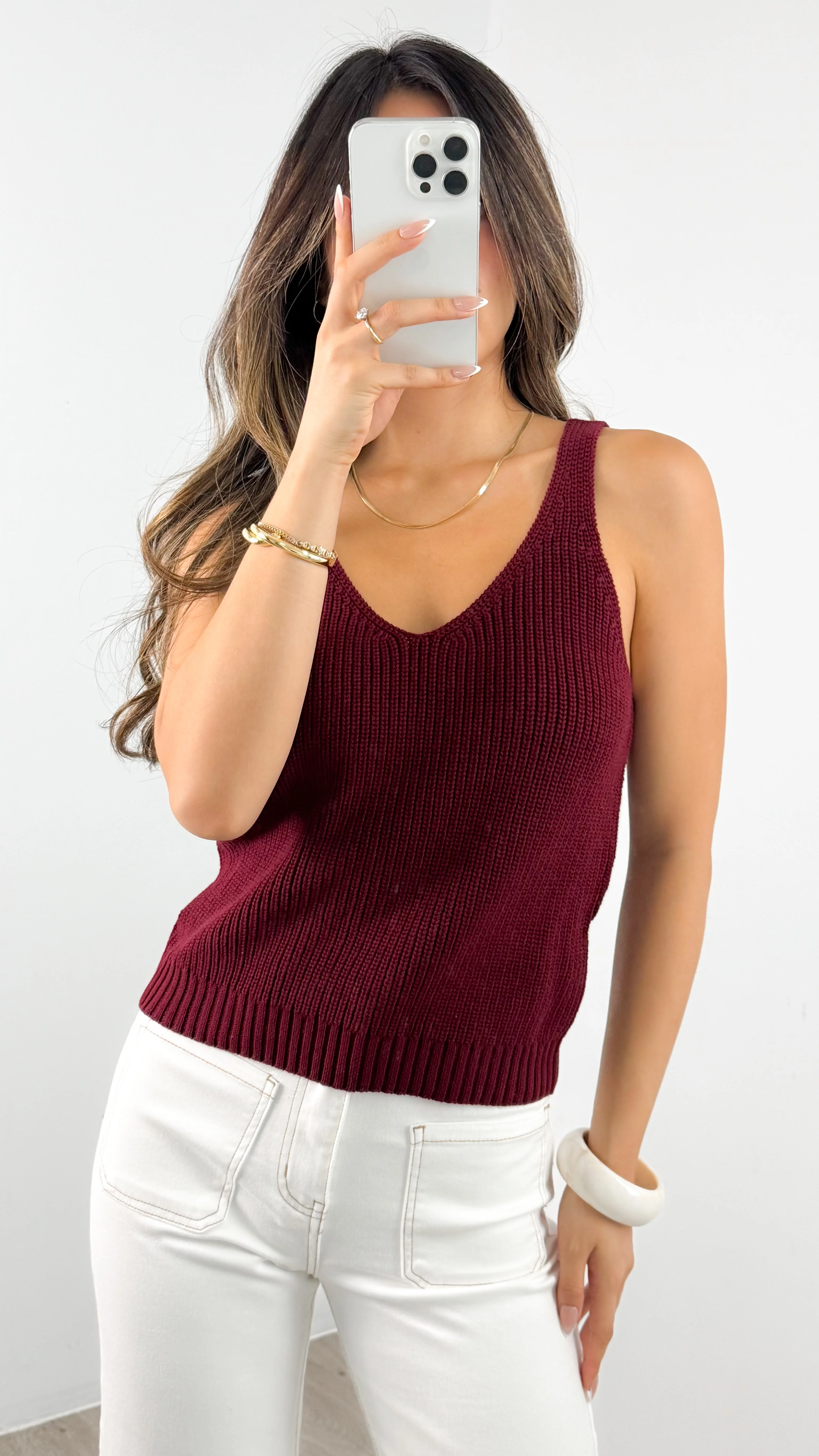 ANNIKA KNIT TANK TOP - WINE - Image 2