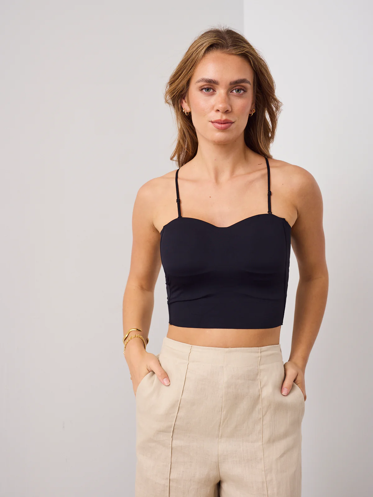 BRA SINGLET TOP - BLACK - Image 2