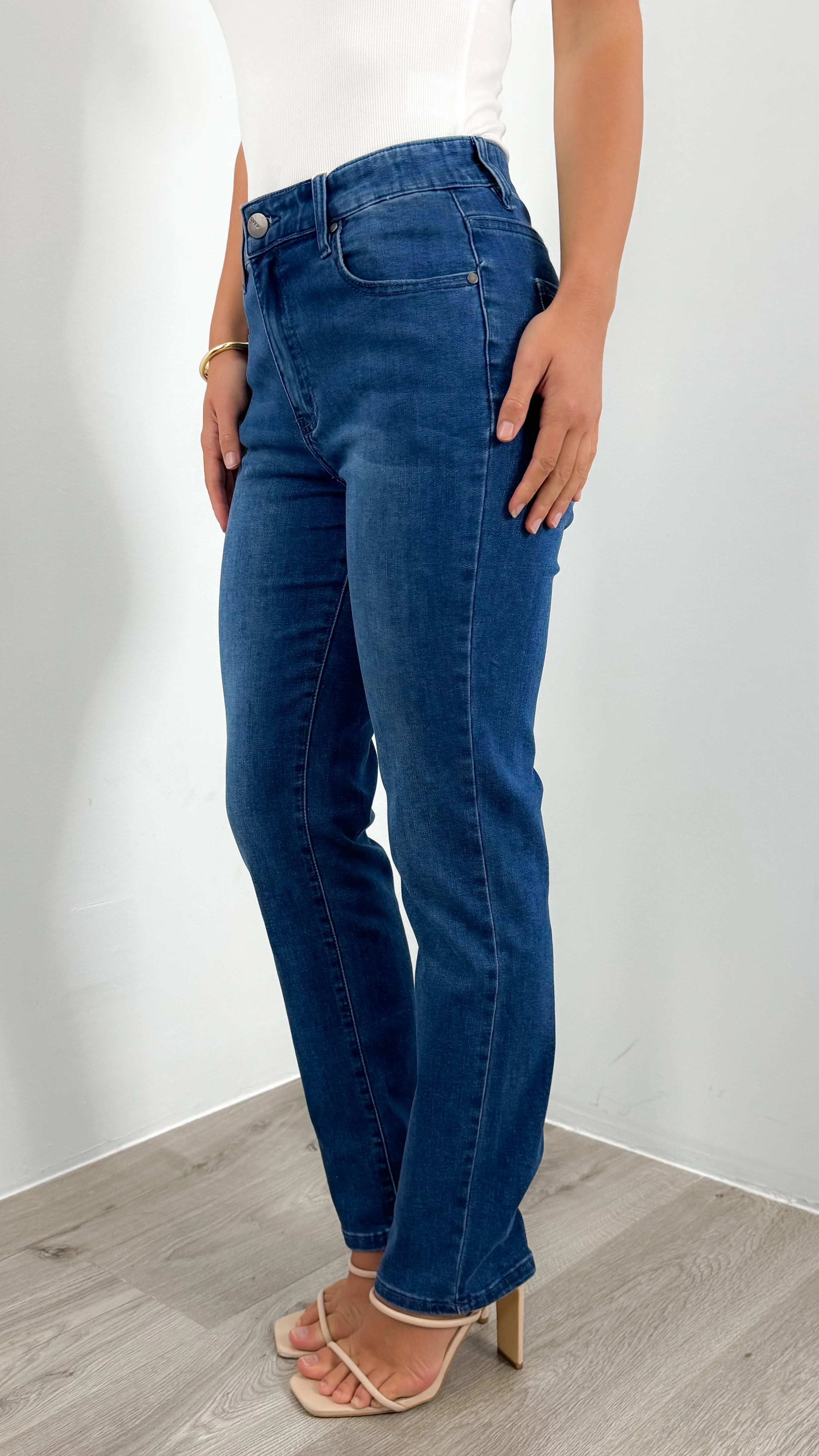 CARLTON STRETCH STRAIGHT LEG JEAN - DARK BLUE WASH - Image 8