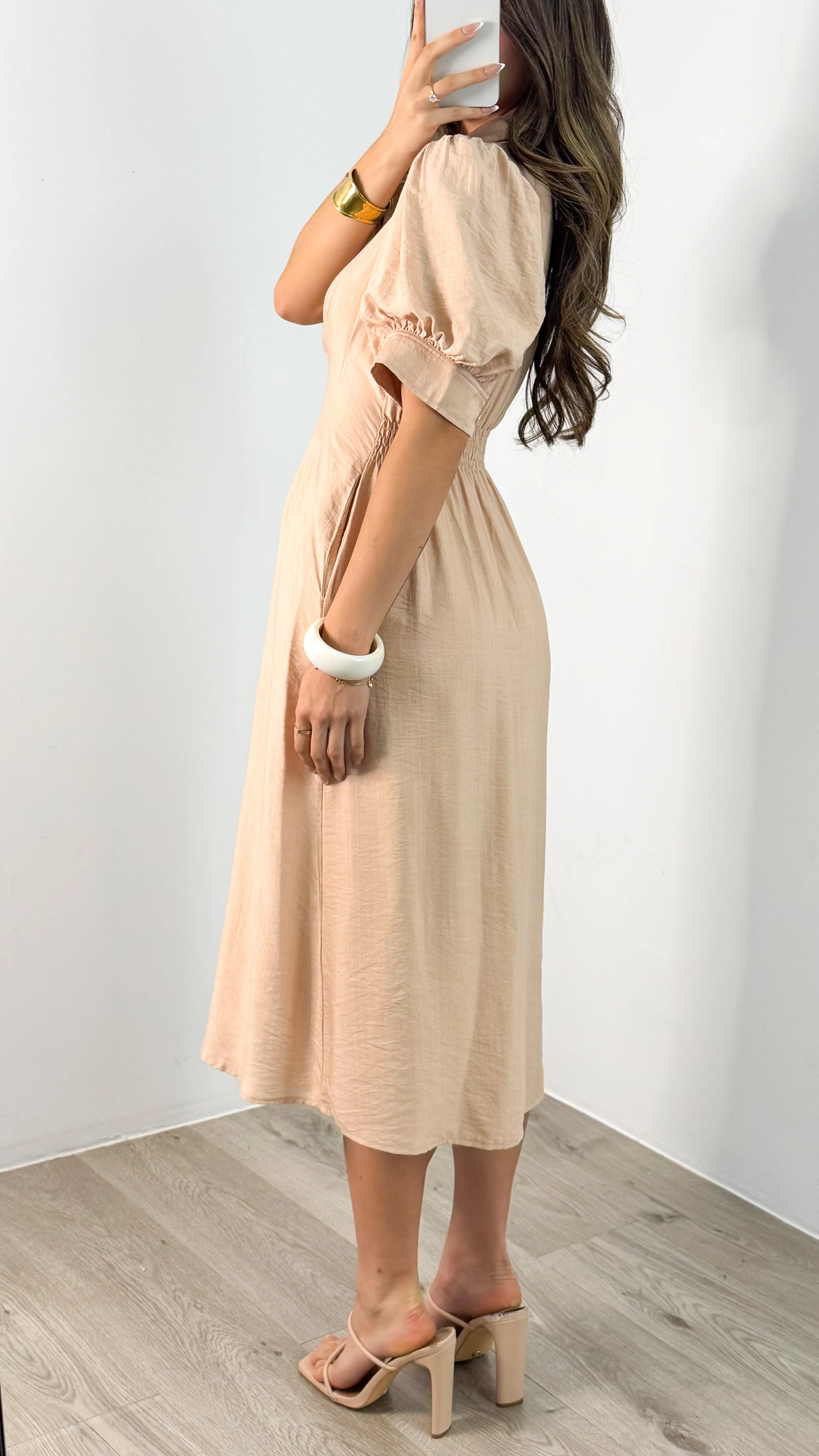 CASSANDRA DRESS - BEIGE - Image 9