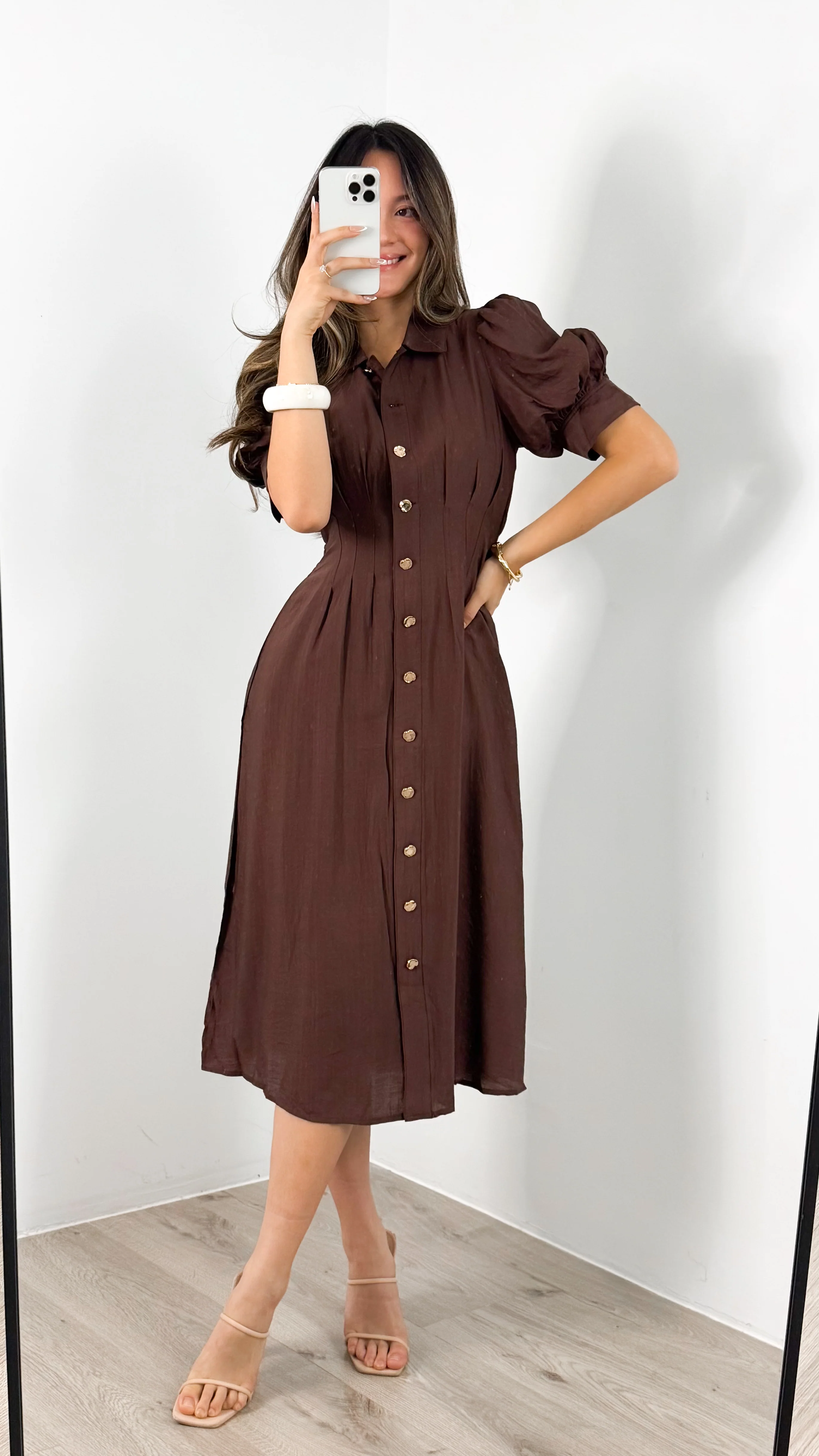 CASSANDRA DRESS - CHOCOLATE - Image 6