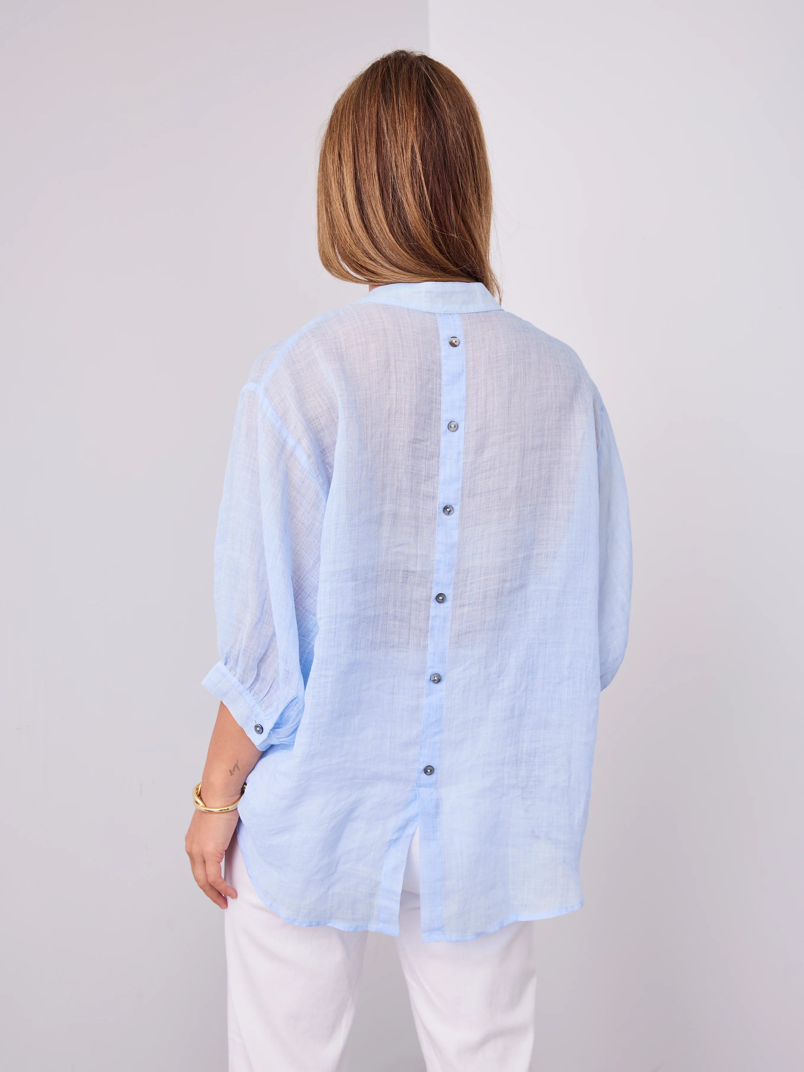 CATHY LINEN SHIRT - ICE BLUE - Image 7