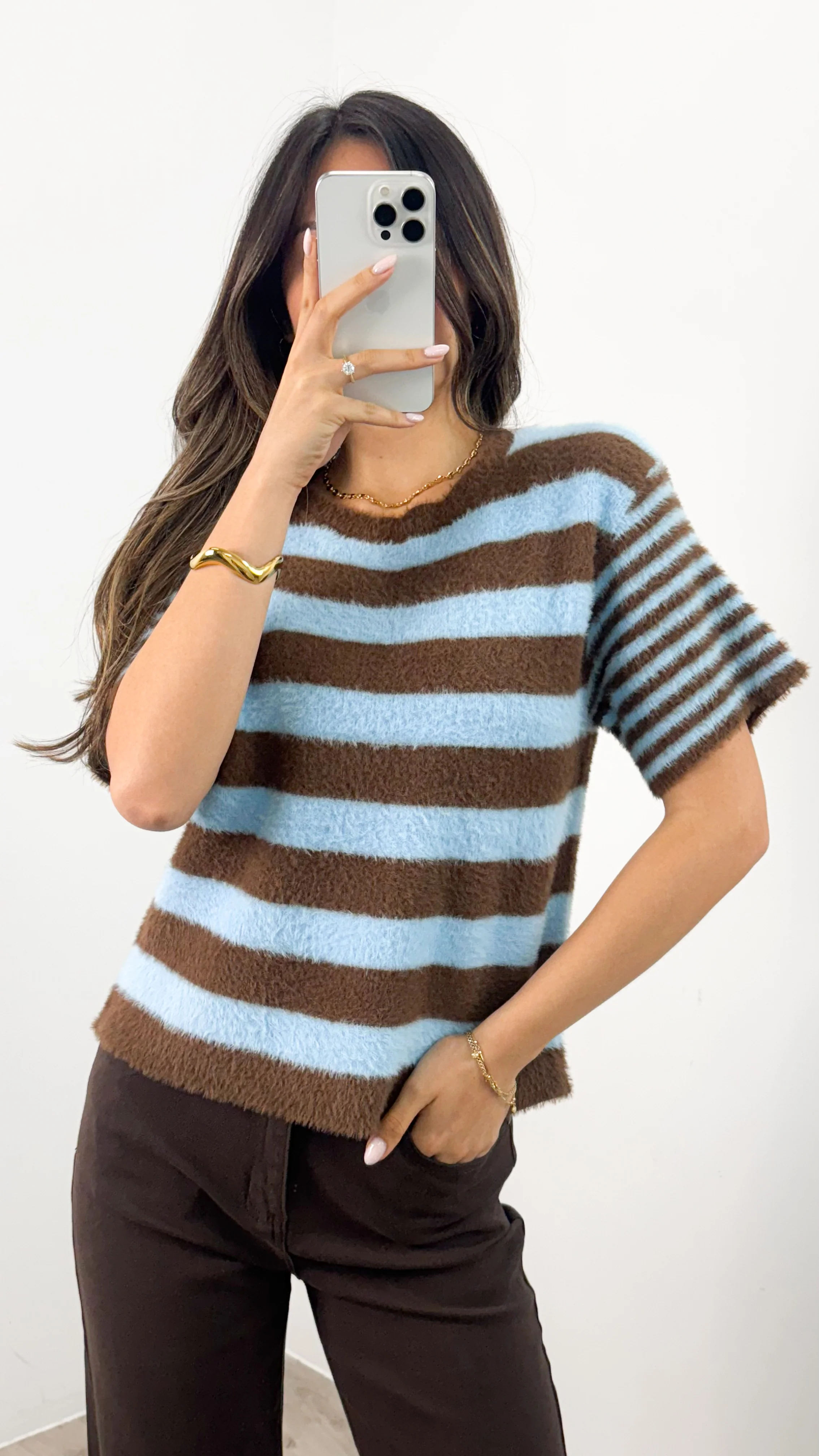COHEN STRIPE KNIT - CHOCOLATE/BLUE - Image 4