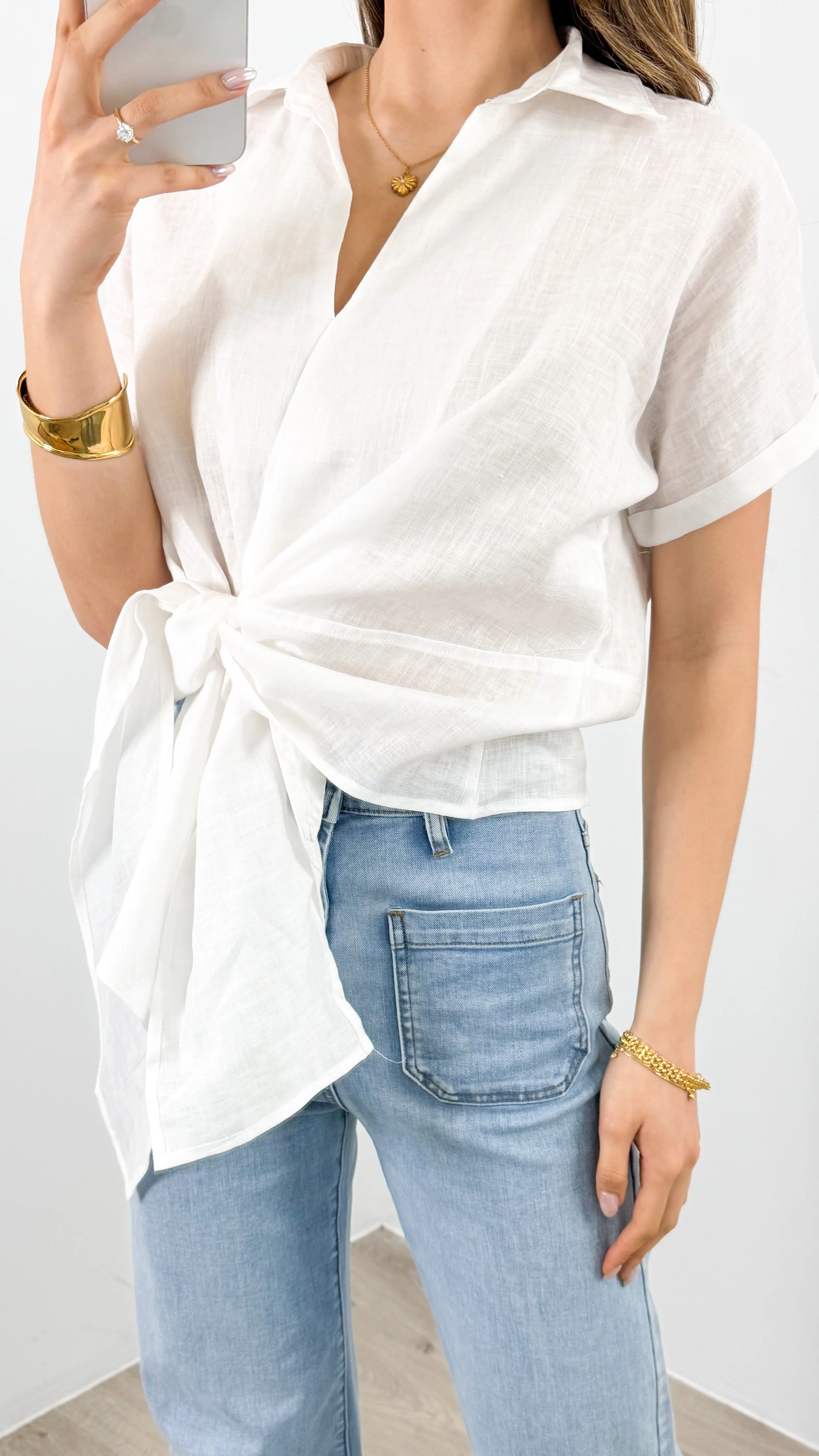 COMO LINEN SHIRT - WHITE - Image 5