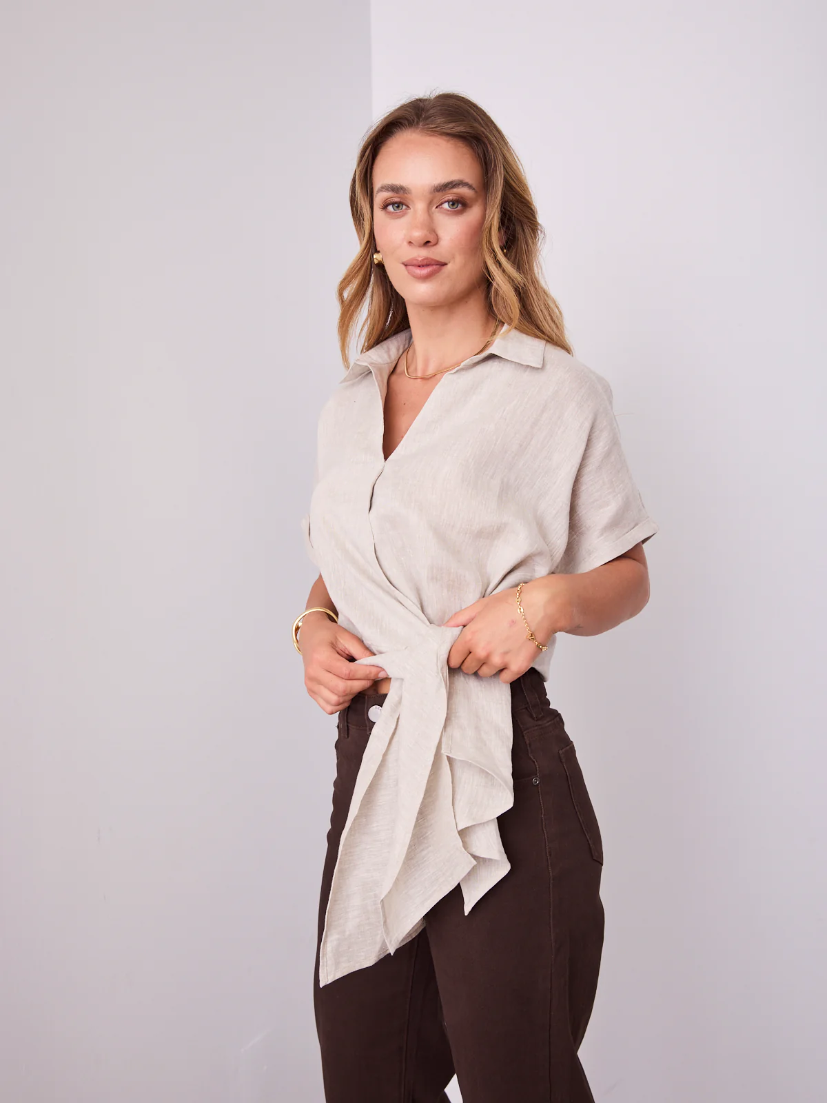 COMO LINEN SHIRT - NATURAL - Image 3