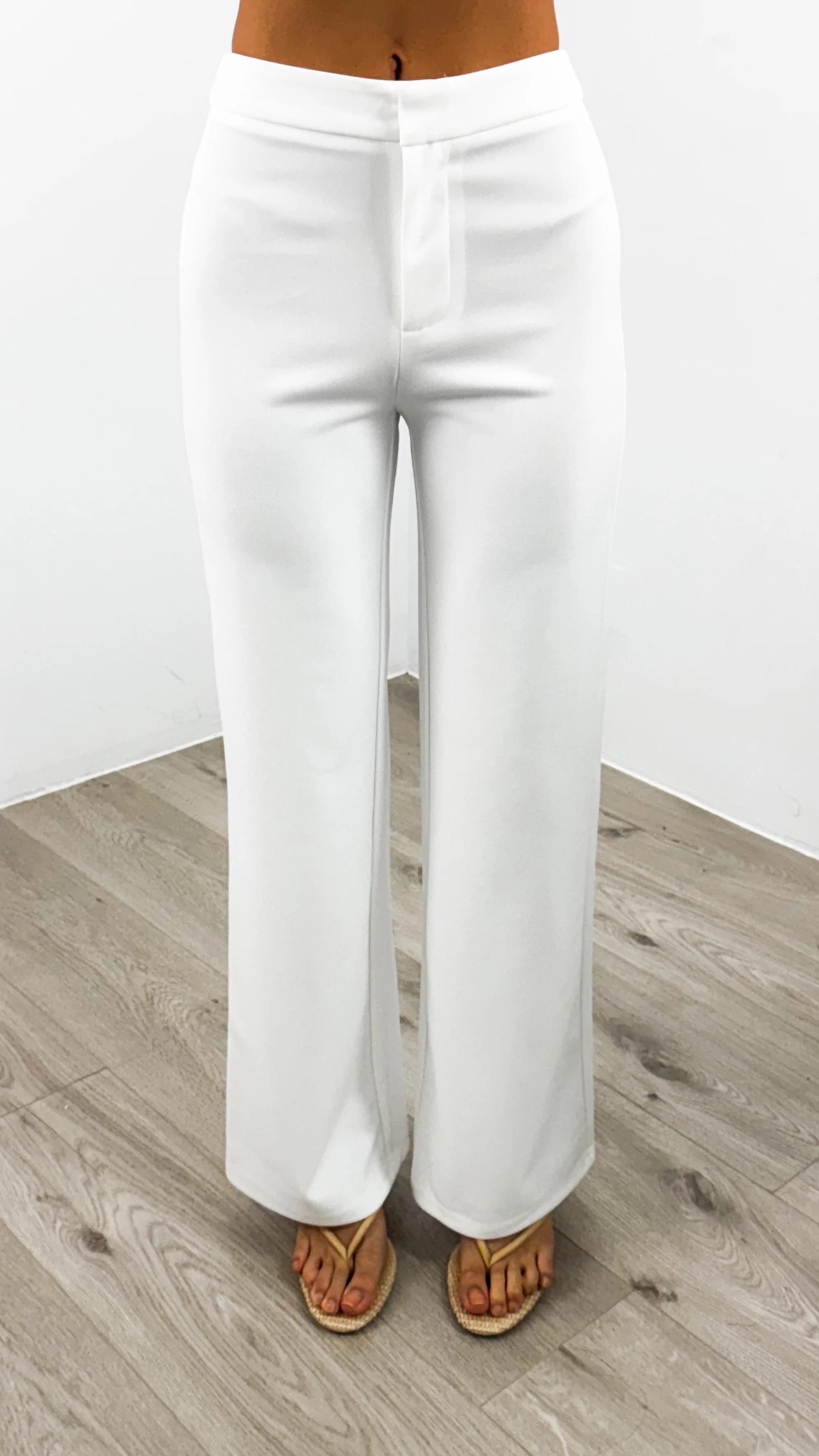 DALTON STRETCH JERSEY HIGH WAISTED STRAIGHT LEG PANT - WHITE - Image 4
