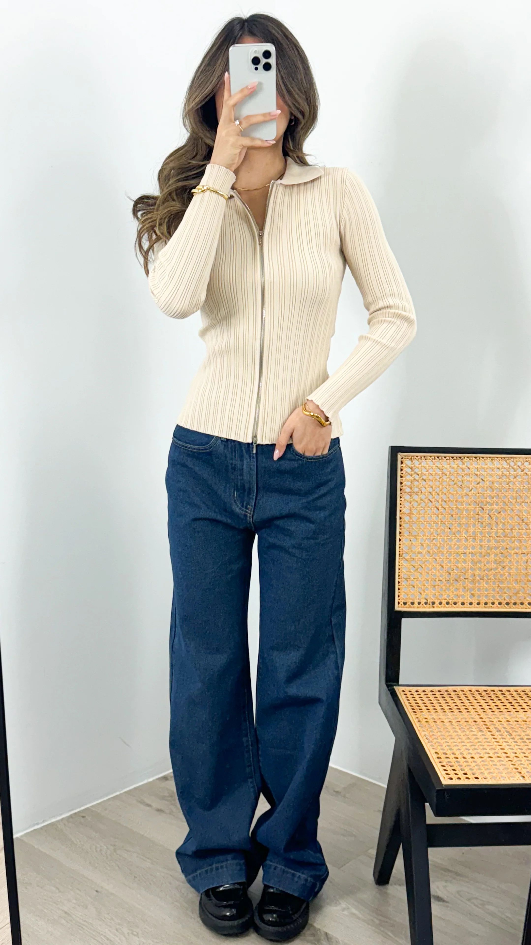 DENISE ZIP KNIT - CREAM - Image 8