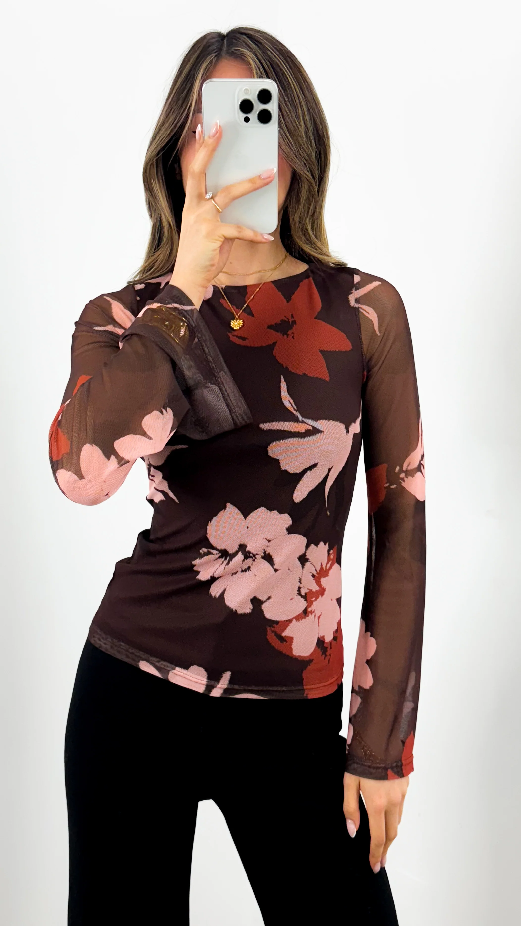 ESTELLE MESH TOP - BROWN - Image 7