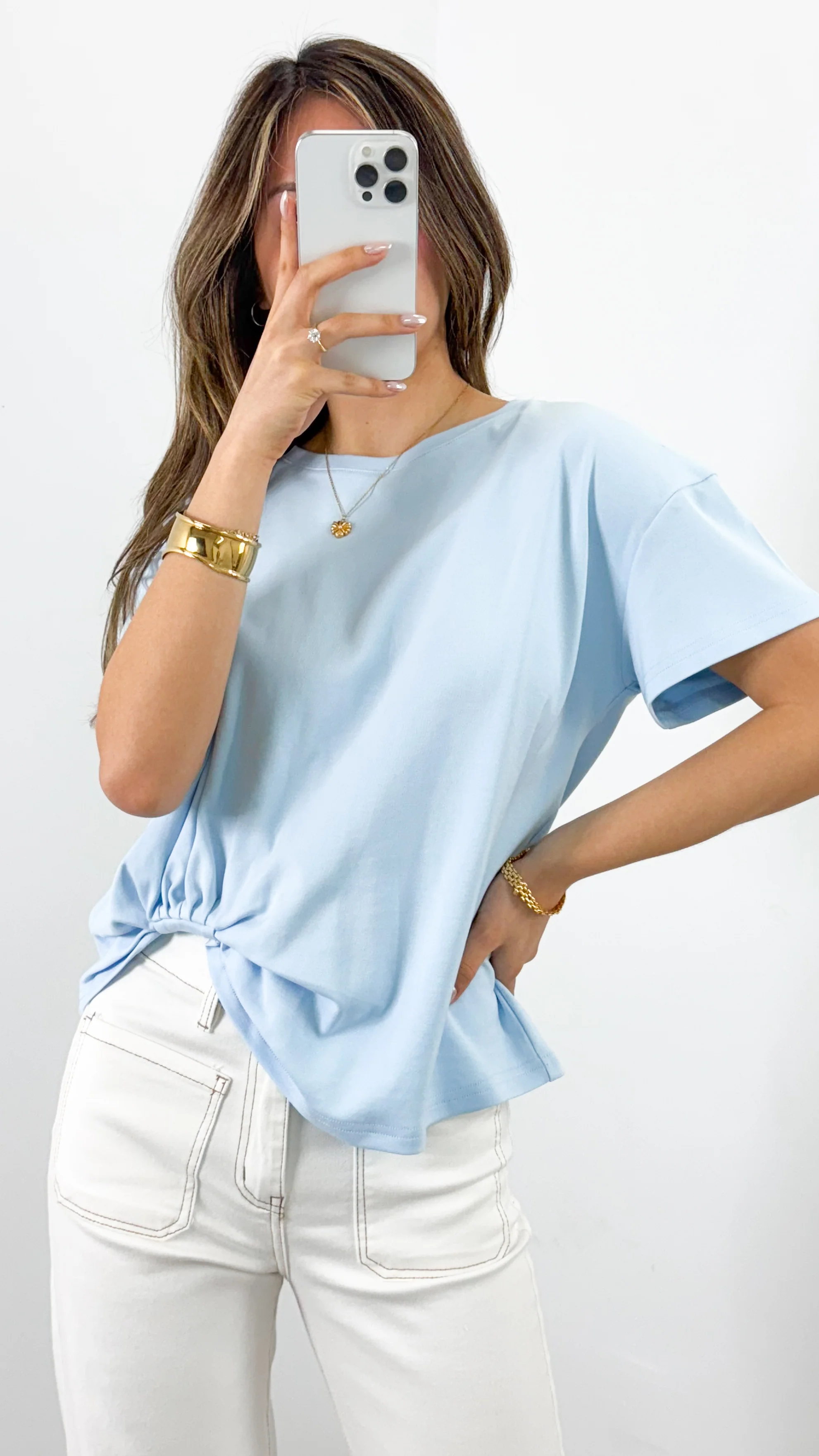ESTHER EASY TUCK TEE - BABY BLUE - Image 6