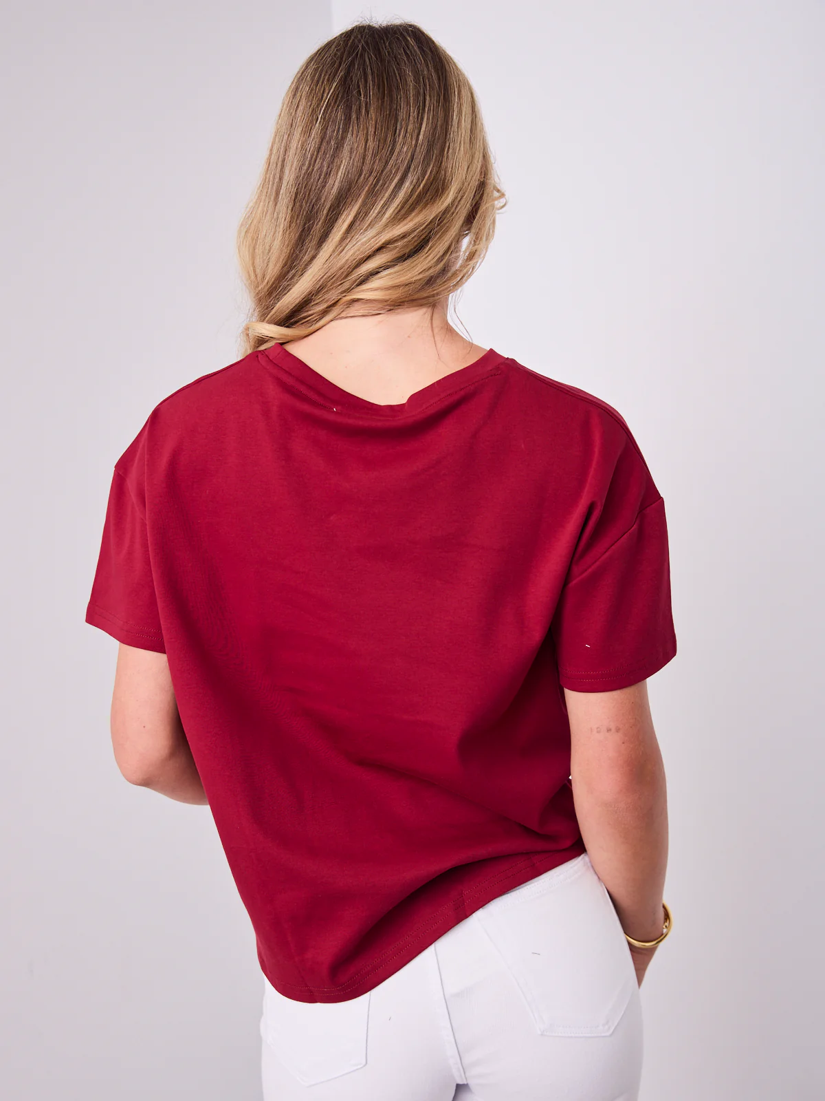 ESTHER EASY TUCK TEE - WINE - Image 4