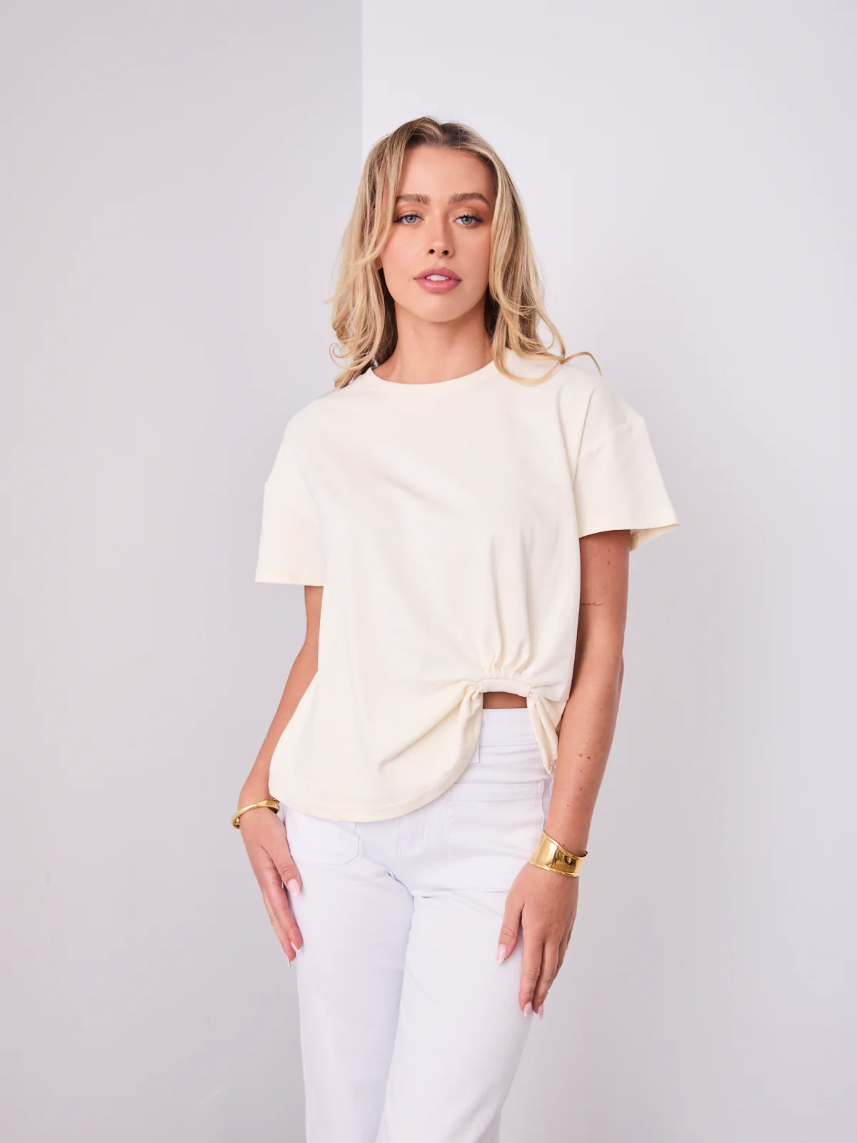 ESTHER EASY TUCK TEE - CREAM - Image 8