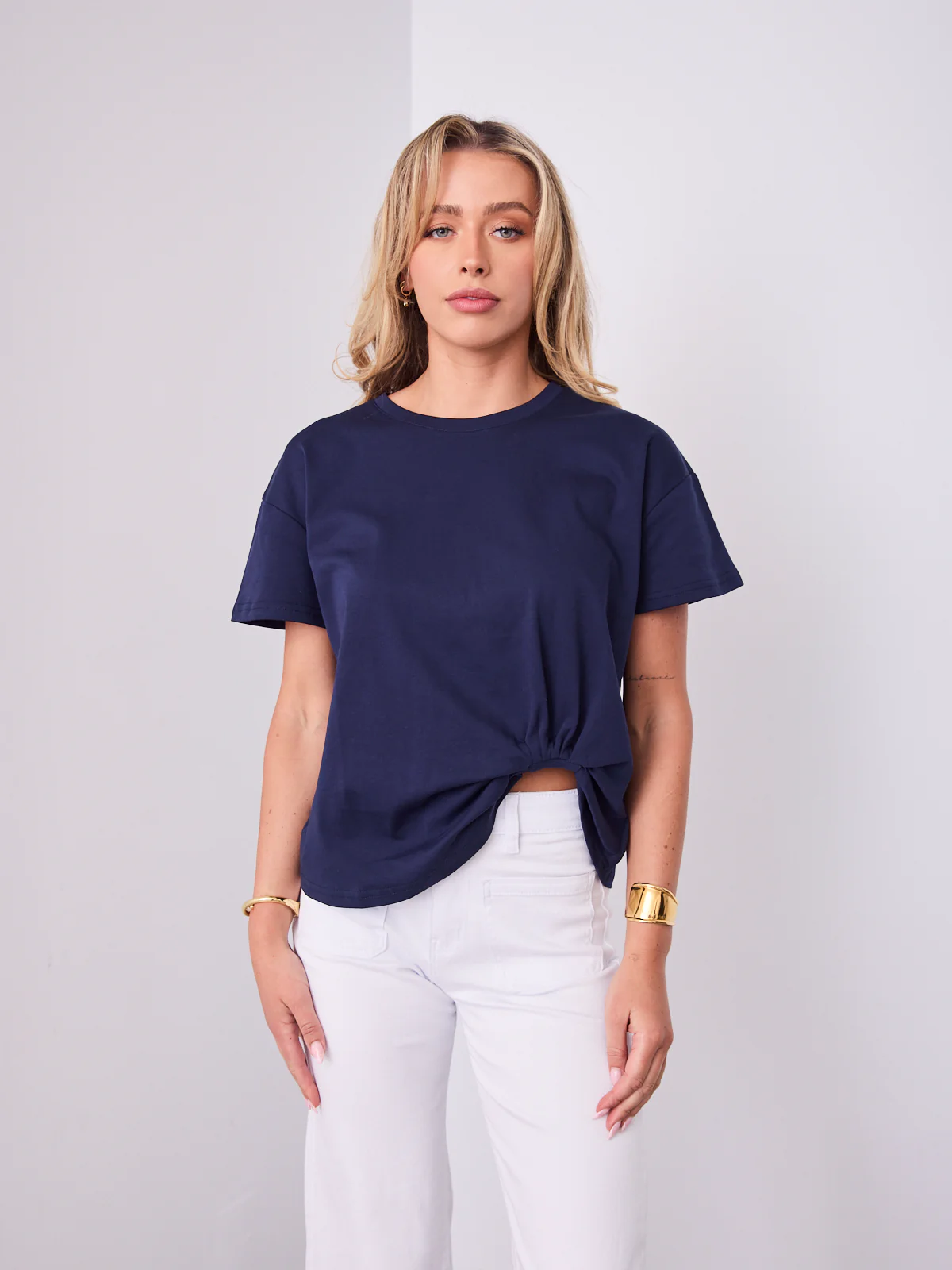 ESTHER EASY TUCK TEE - NAVY - Image 4