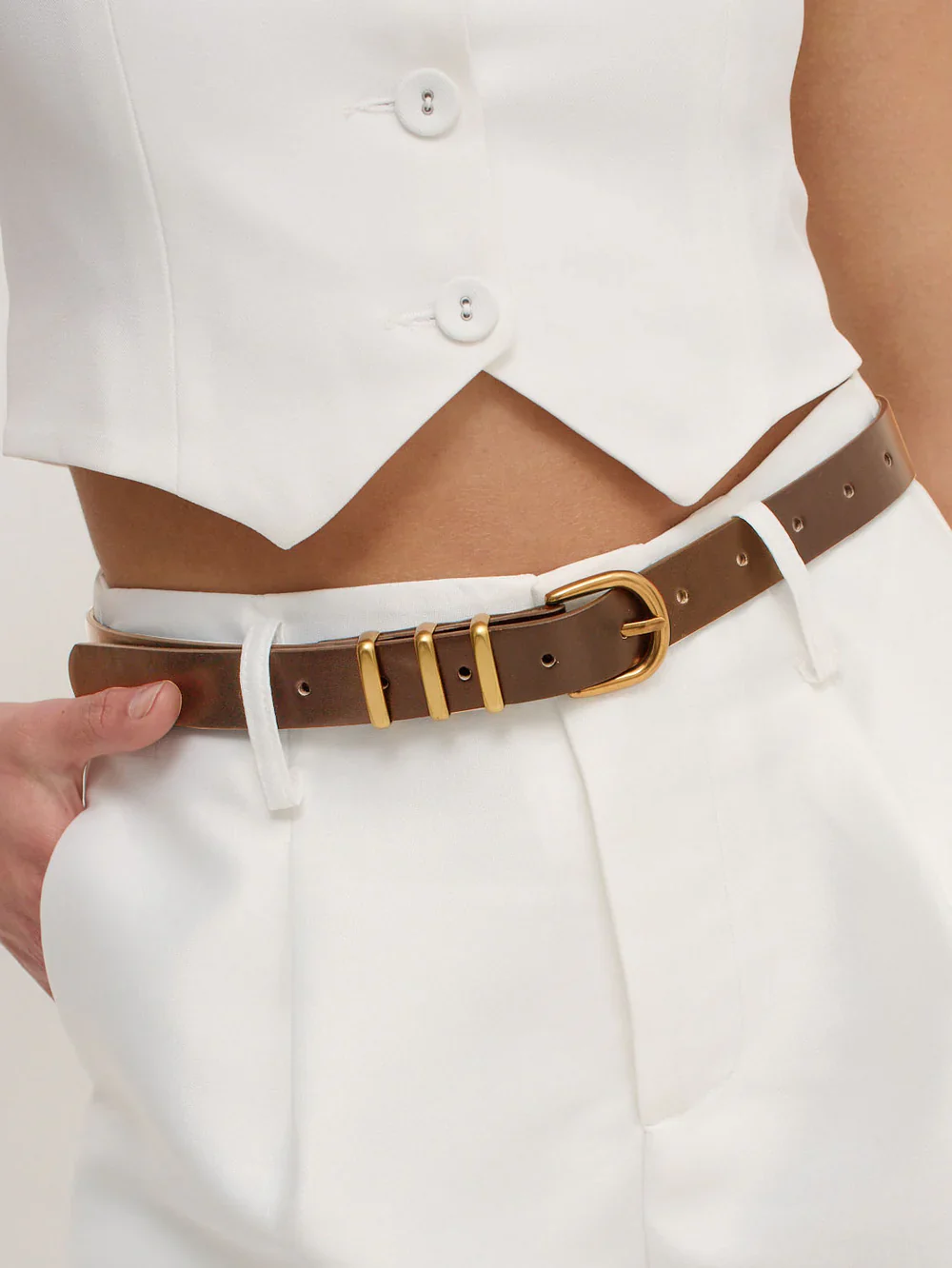 EVA BUCKLE BELT - TAN - Image 3