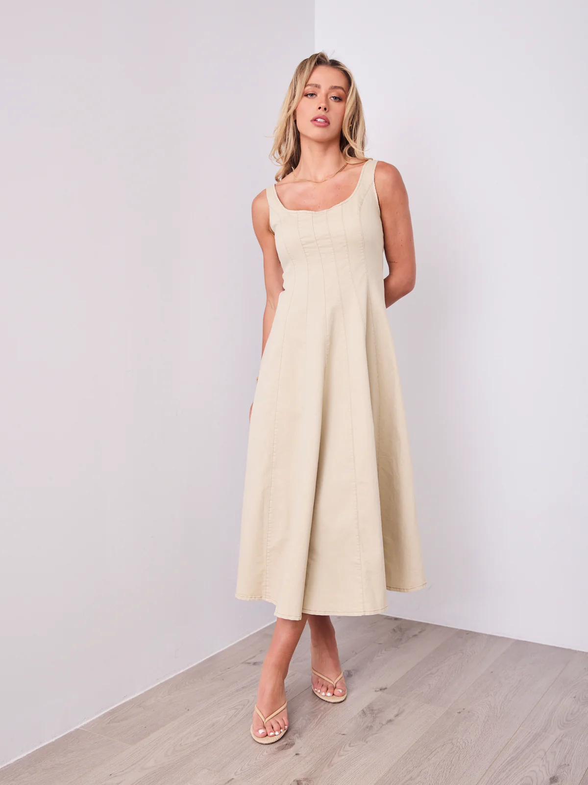 EVE DENIM DRESS - BEIGE - Image 17