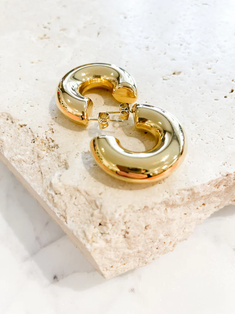 JULIA 18K GOLD PLATED EARRINGS - GOLD - Image 2