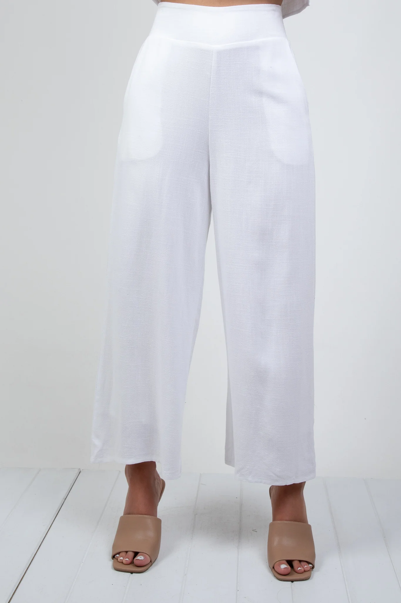 MEMPHIS 7/8 LINEN PANT - WHITE - Image 3