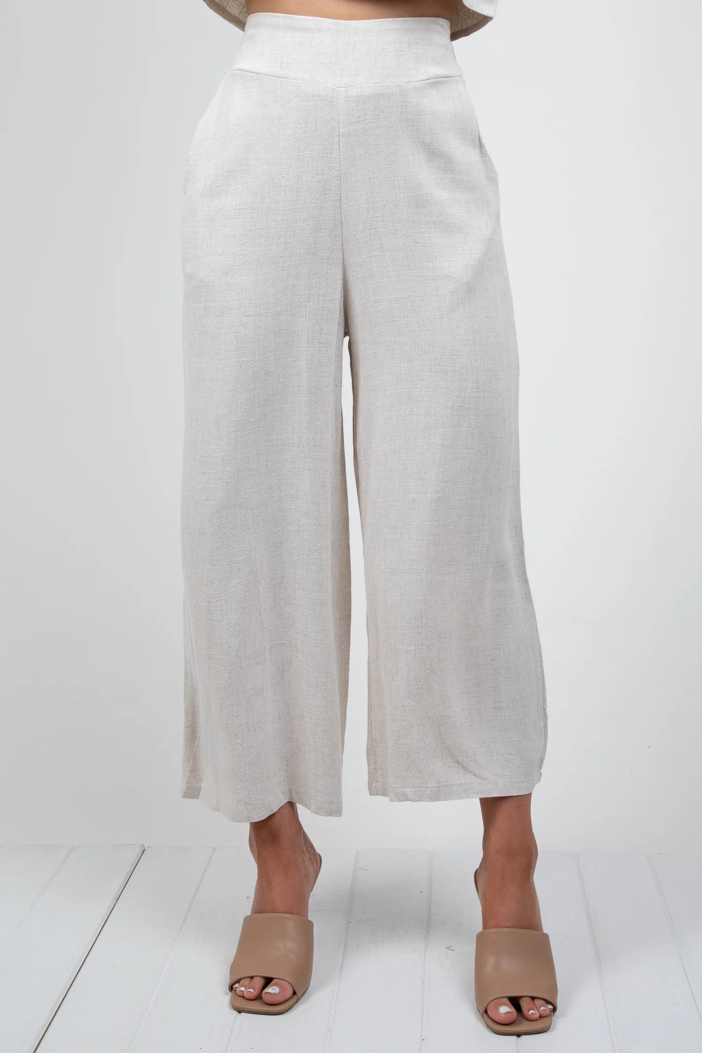 MEMPHIS 7/8 LINEN PANTS - BEIGE - Image 3