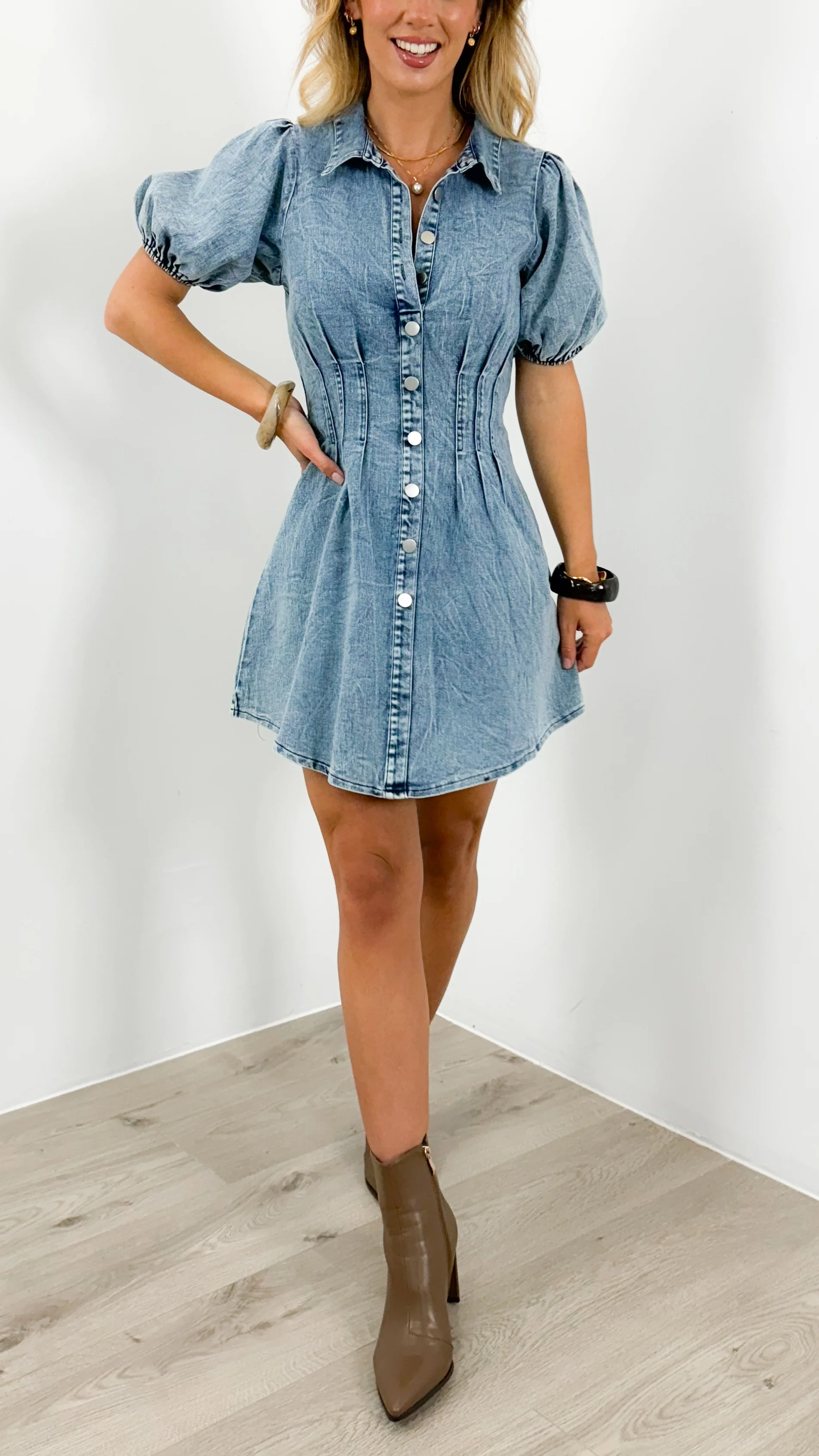 KRISTEN DENIM DRESS - BLUE - Image 6