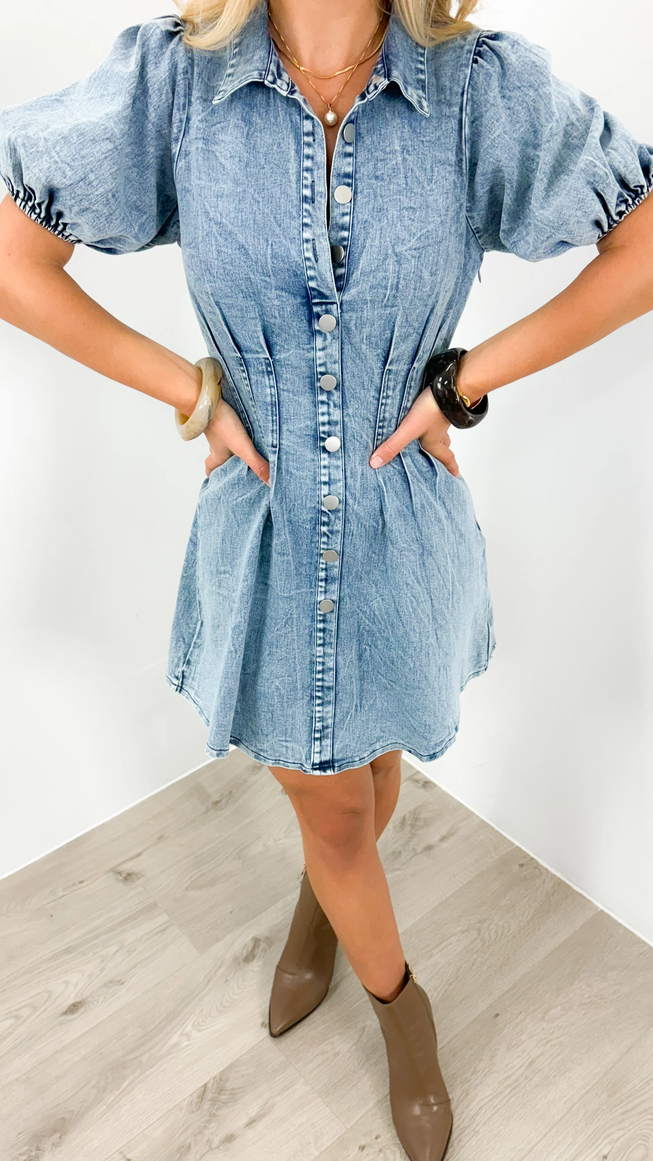 KRISTEN DENIM DRESS - BLUE - Image 8
