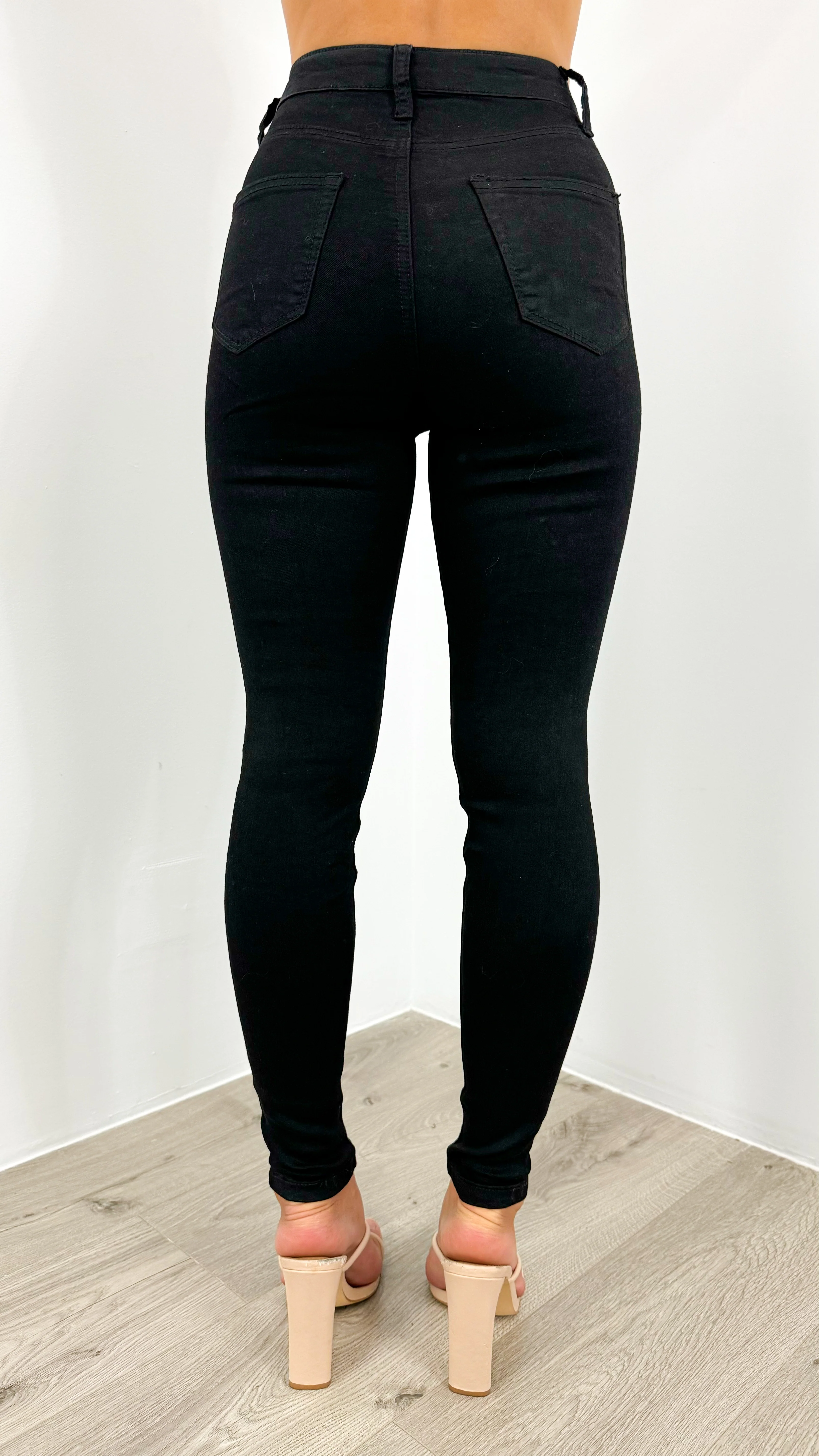 JESSIE STRETCH BASIC HIGH RISE SKINNY JEAN - BLACK - Image 7