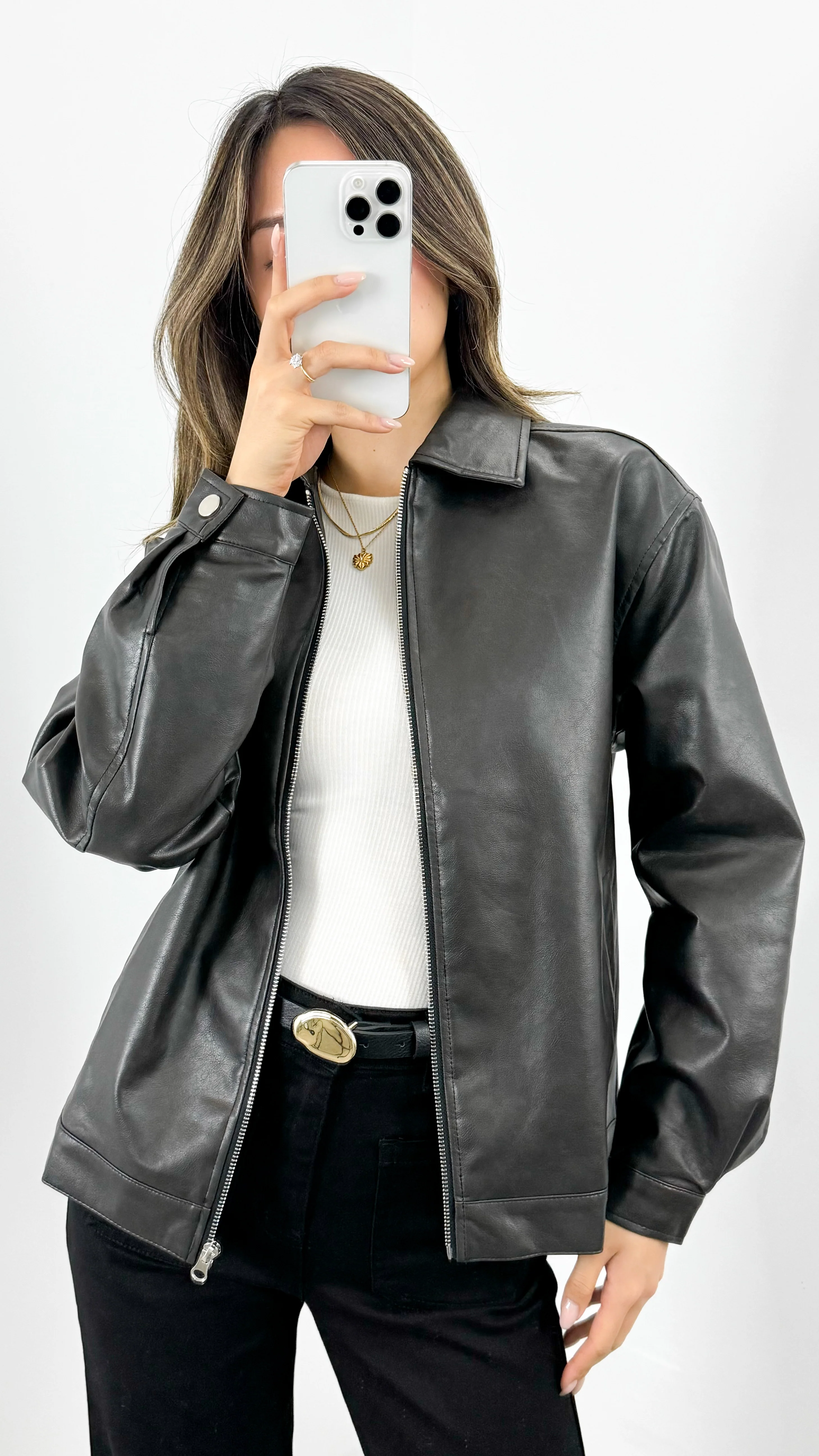 MARVIN PU JACKET - DARK CHOCOLATE / WASHED BLACK - Image 3