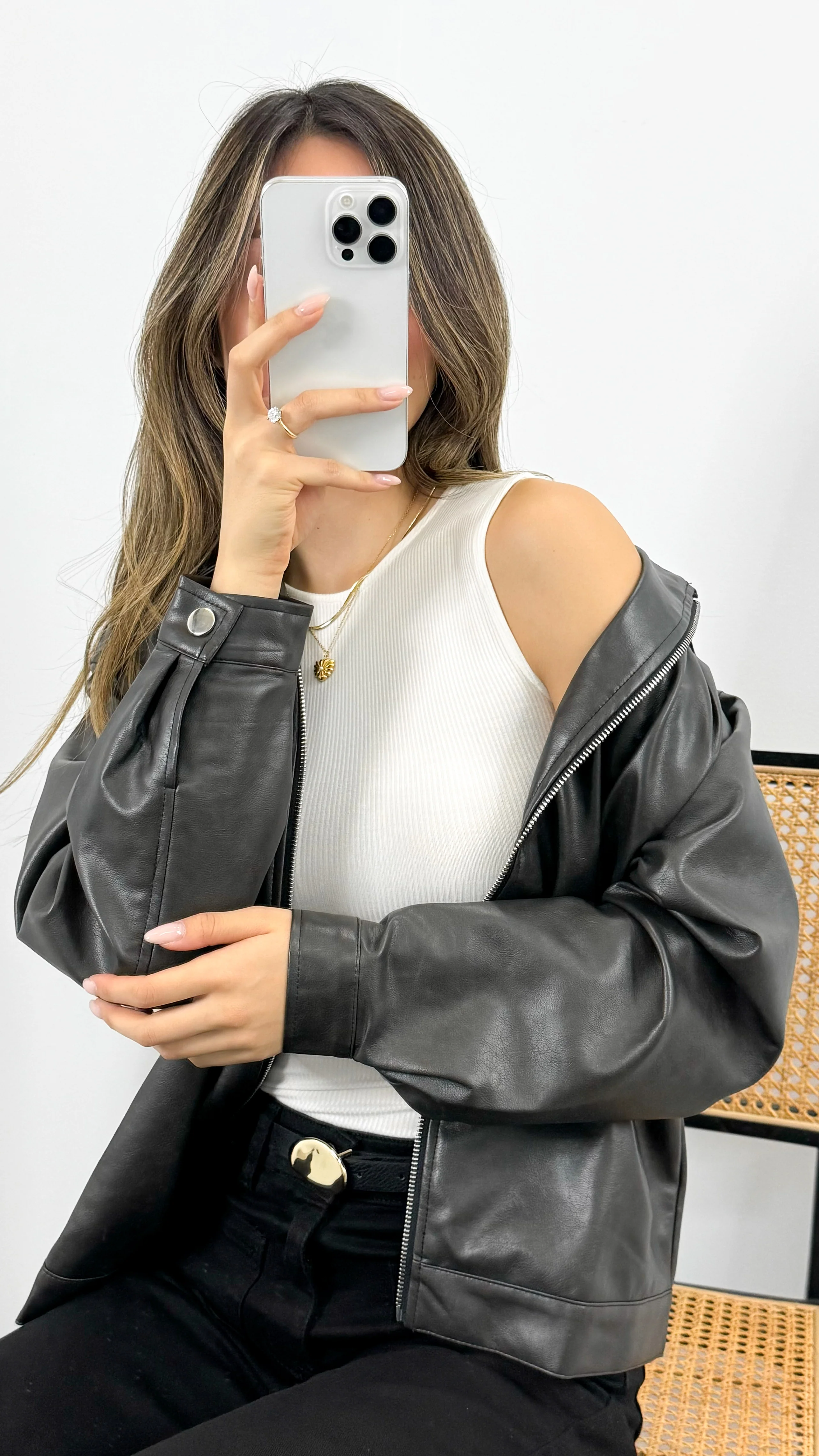 MARVIN PU JACKET - DARK CHOCOLATE / WASHED BLACK - Image 5