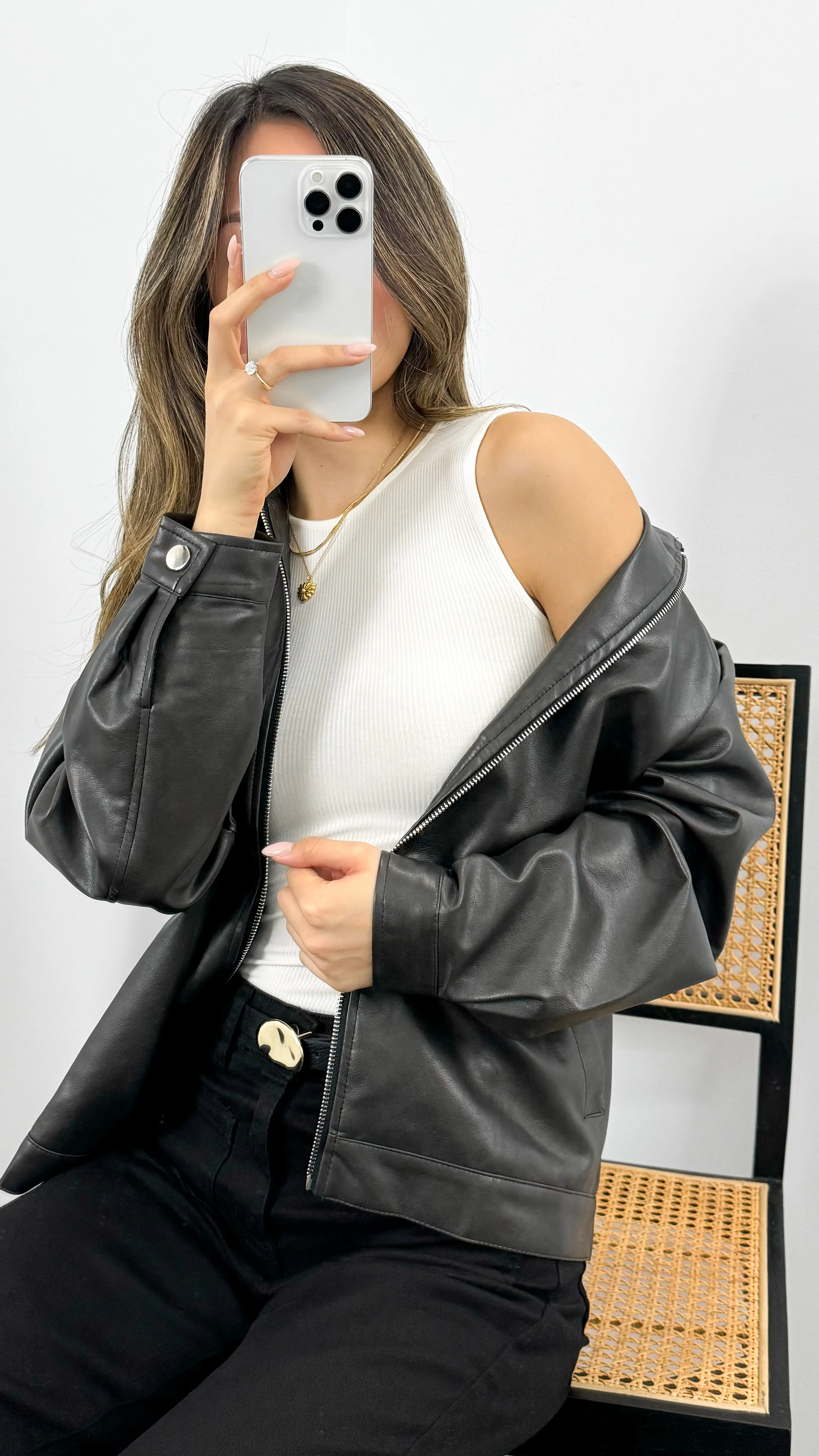 MARVIN PU JACKET - DARK CHOCOLATE / WASHED BLACK - Image 9