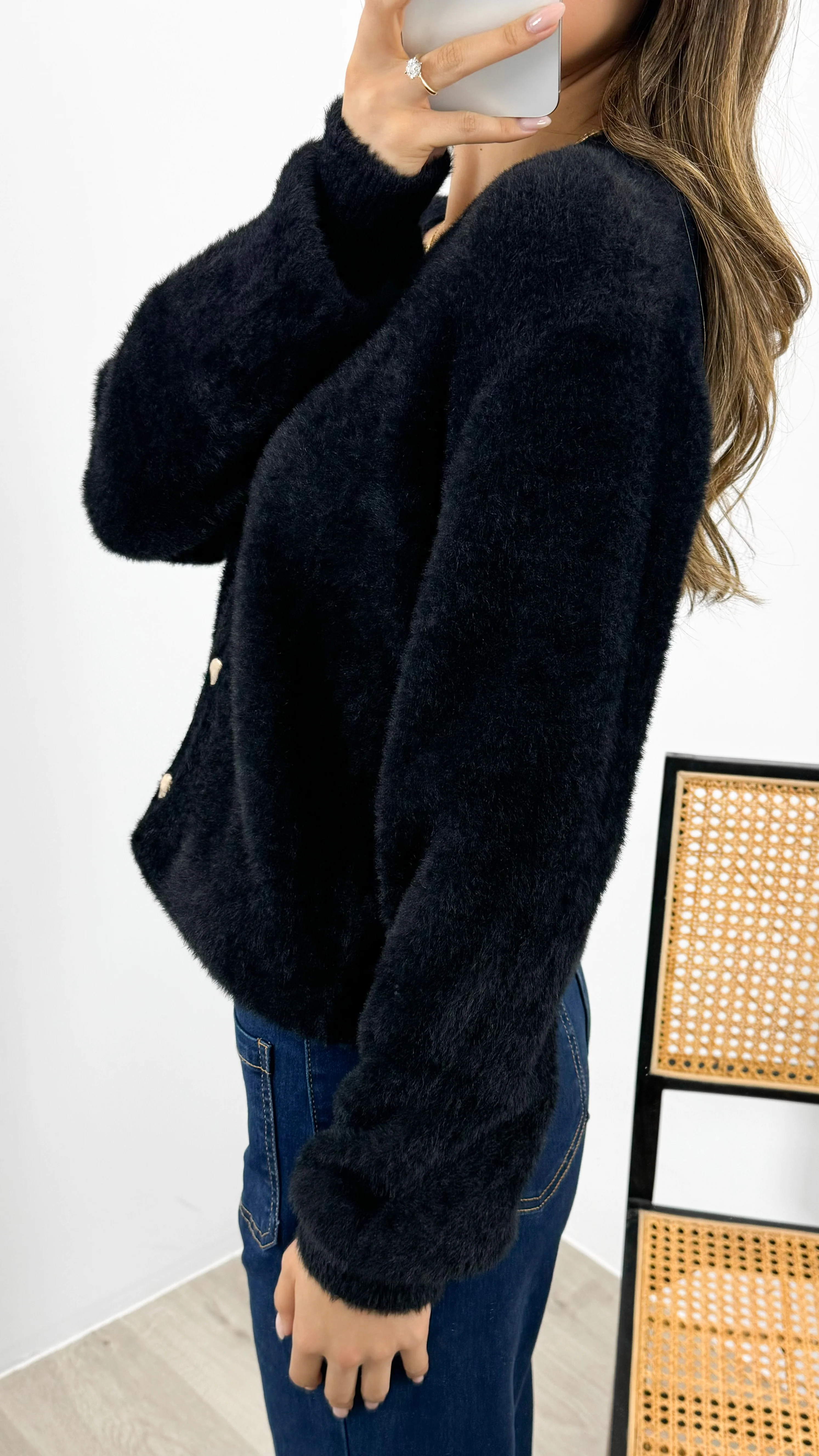 MAVI FLUFFY CARDI - BLACK - Image 3