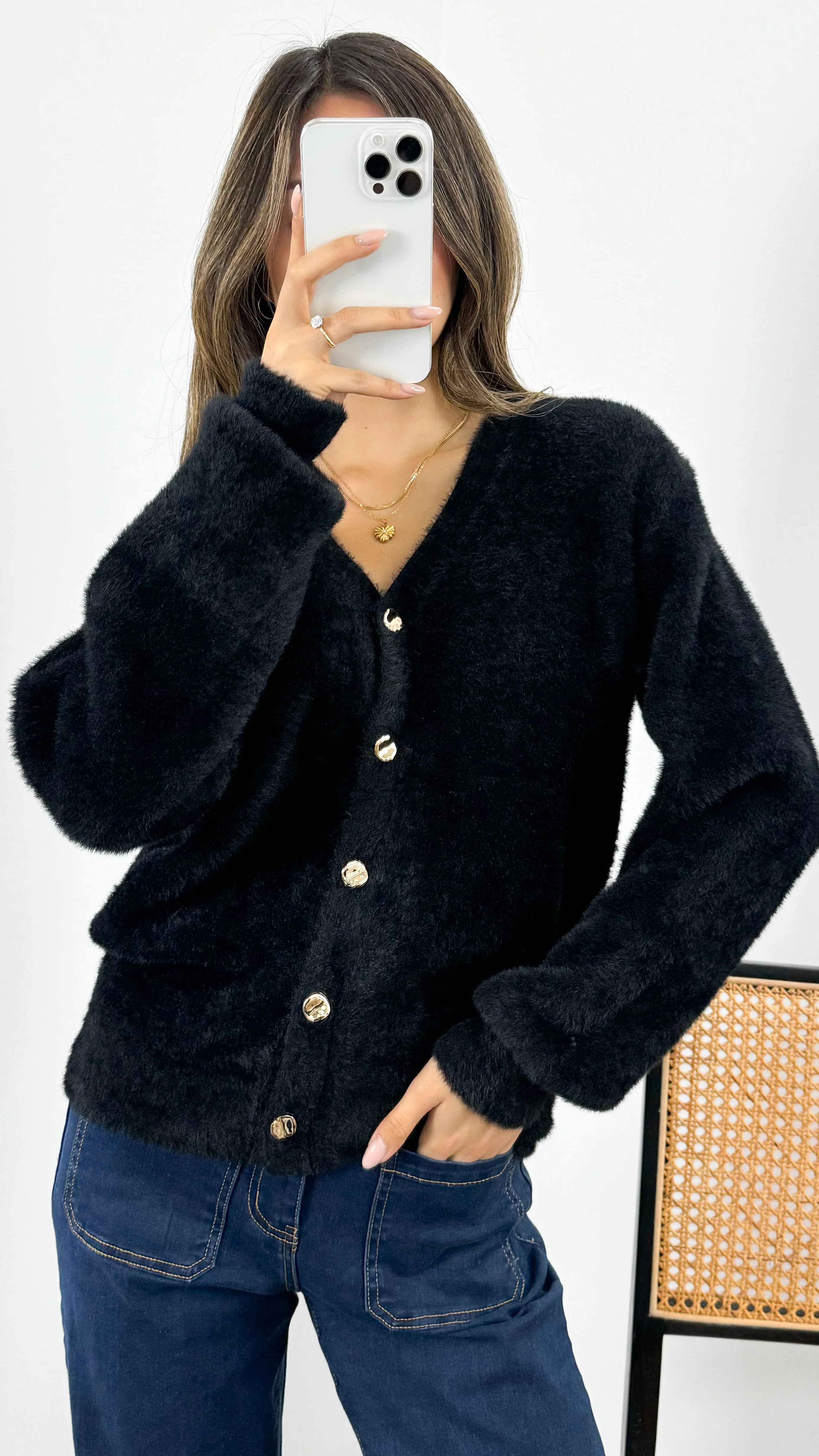 MAVI FLUFFY CARDI - BLACK - Image 5