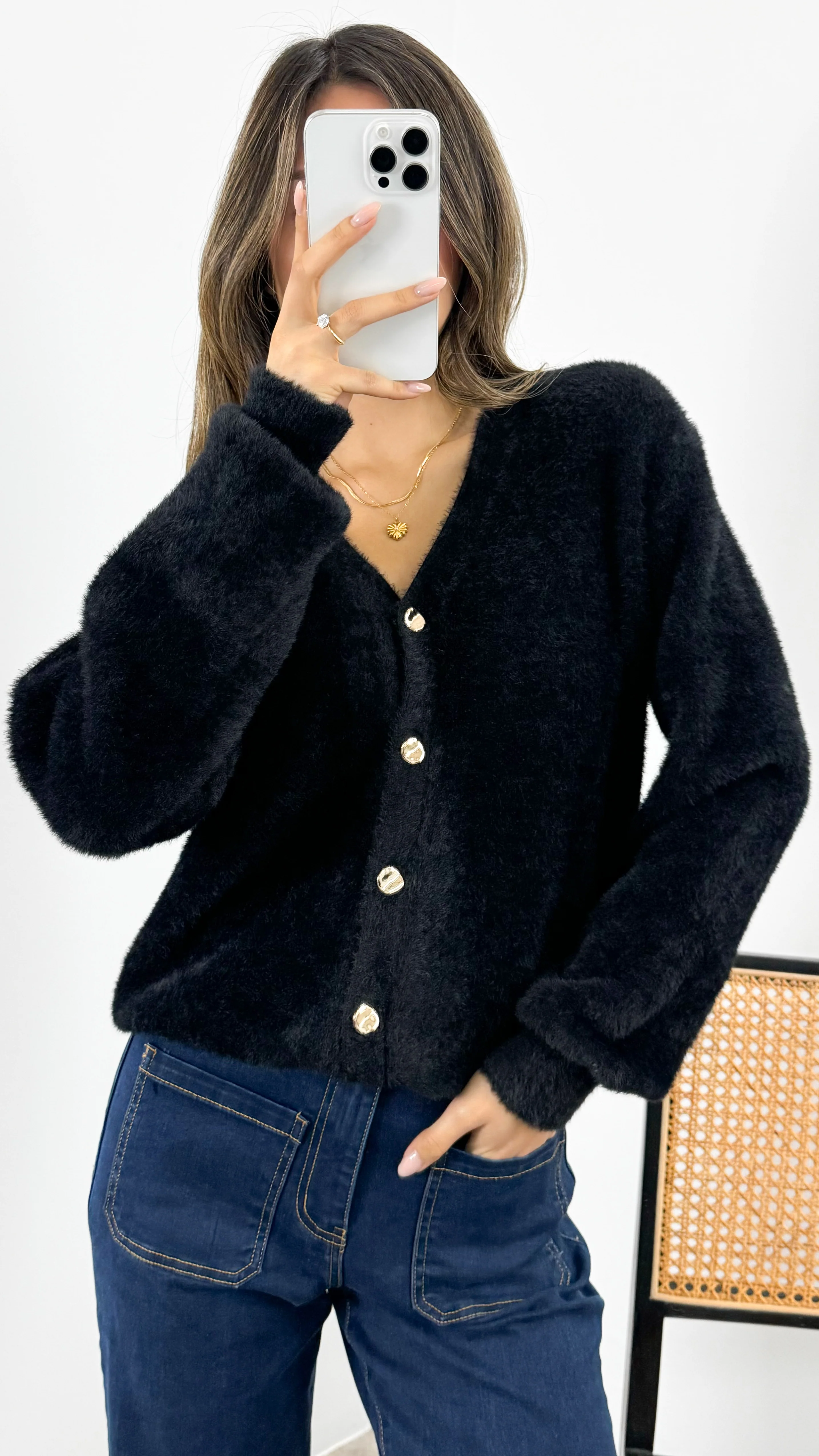 MAVI FLUFFY CARDI - BLACK - Image 8