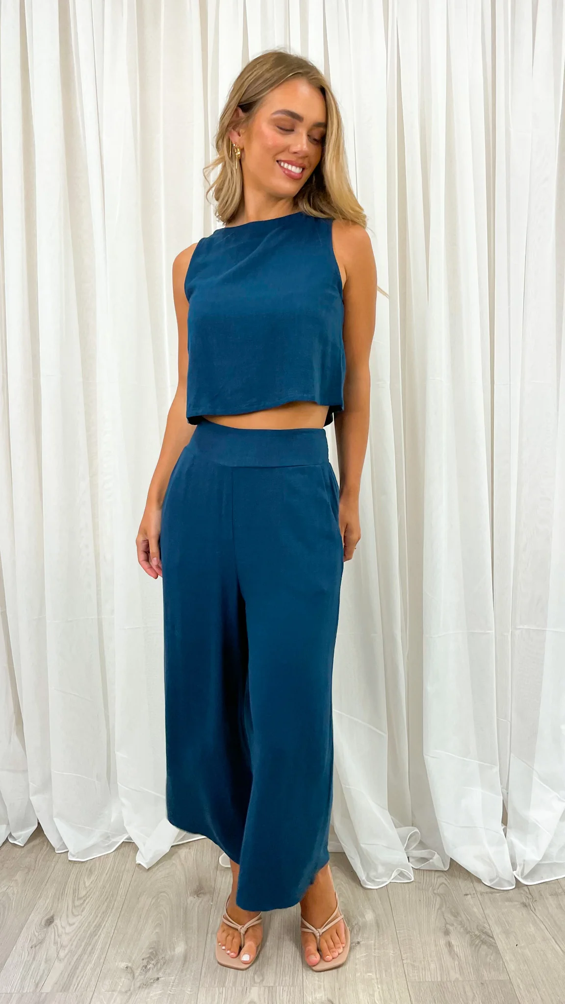 MEMPHIS 7/8 LINEN PANT - NAVY - Image 8