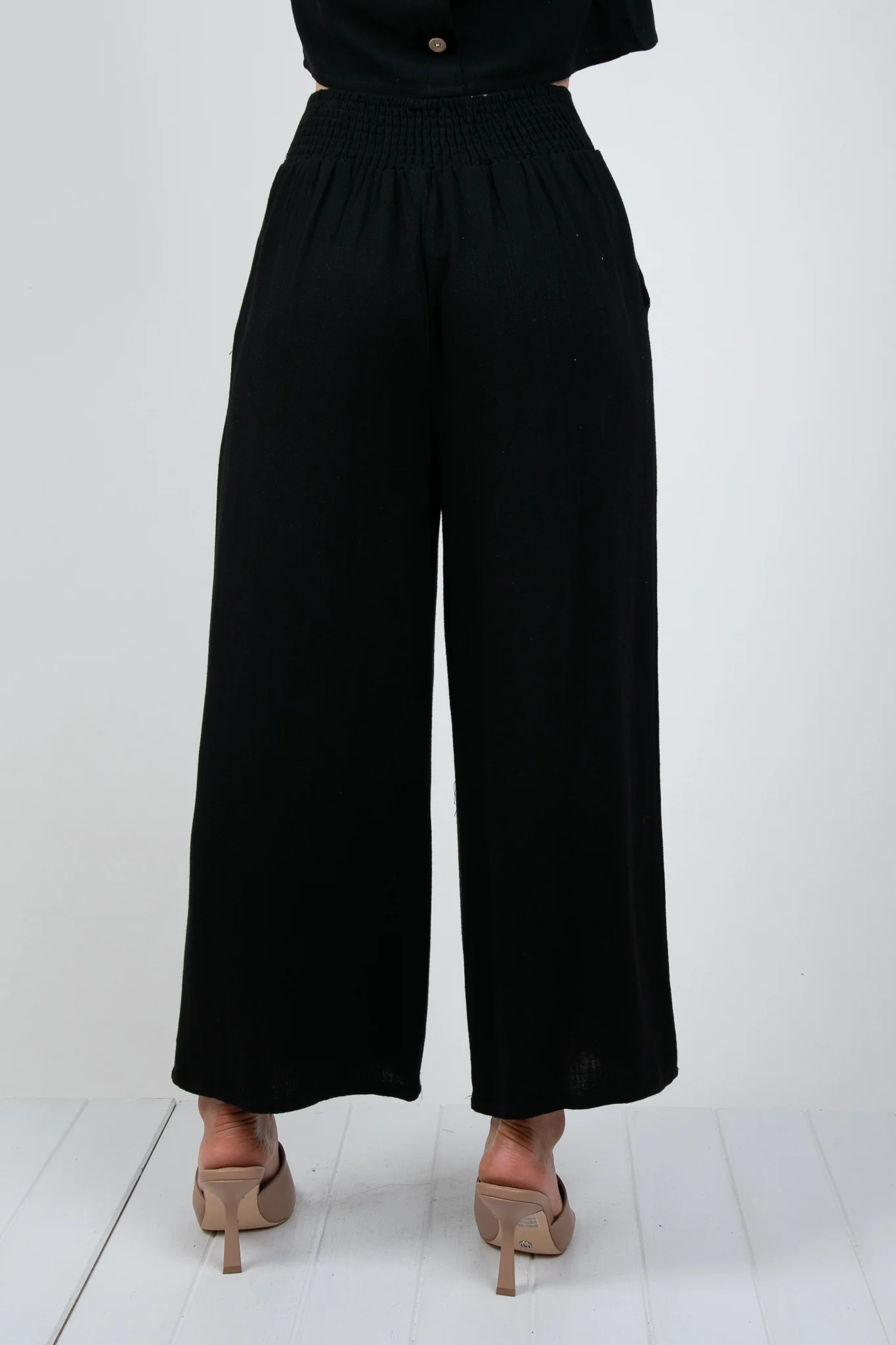 MEMPHIS 7/8 LINEN PANTS - BLACK - Image 5