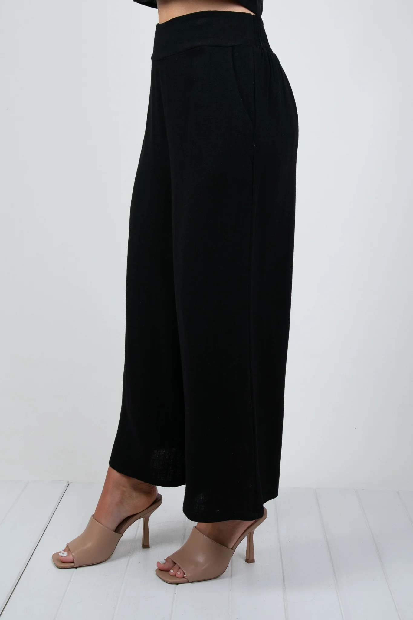 MEMPHIS 7/8 LINEN PANTS - BLACK - Image 7