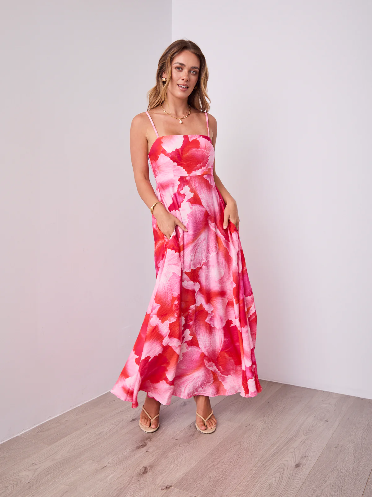 ROSE MAXI DRESS - PINK/RED