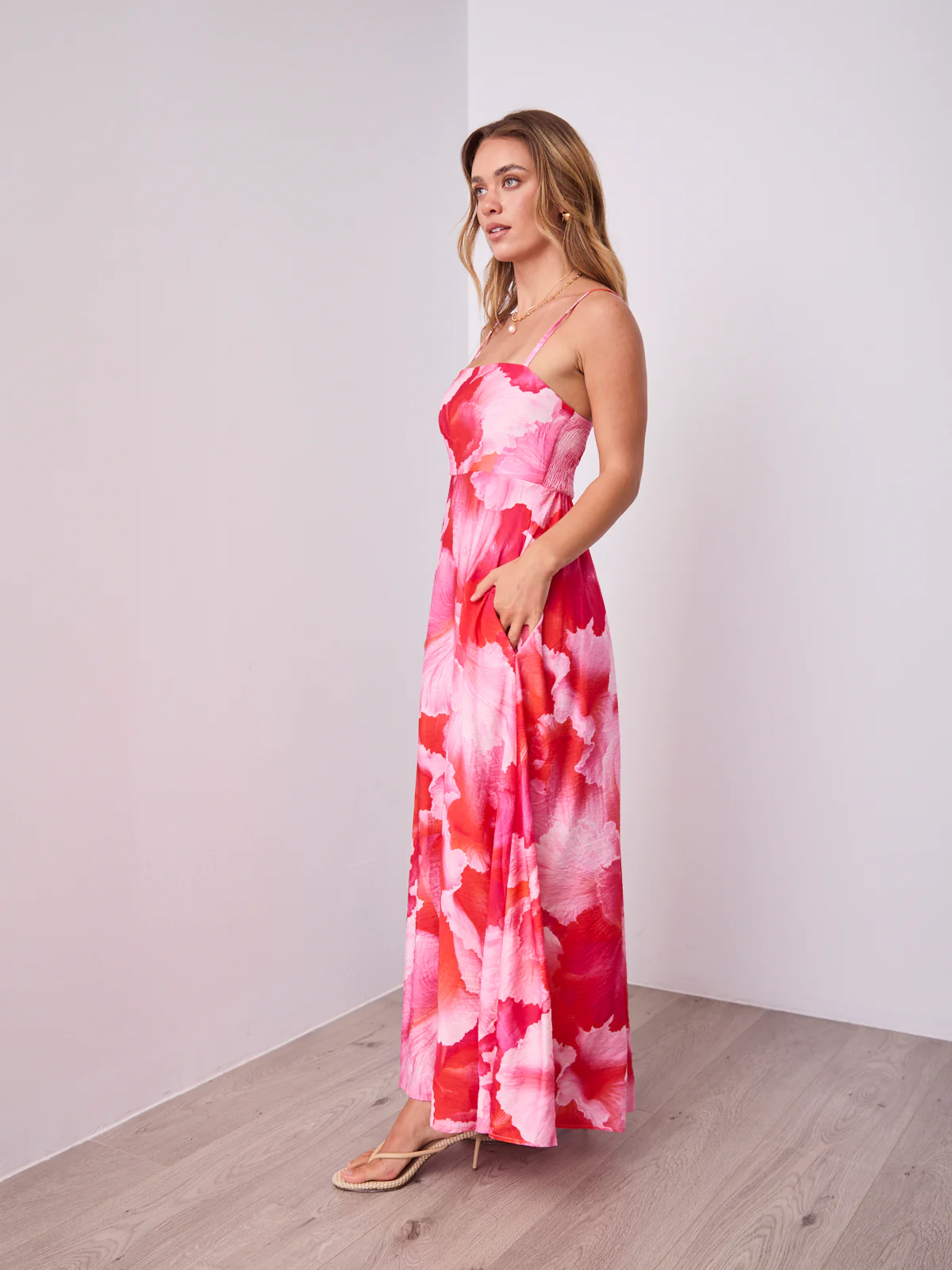 ROSE MAXI DRESS - PINK/RED - Image 3