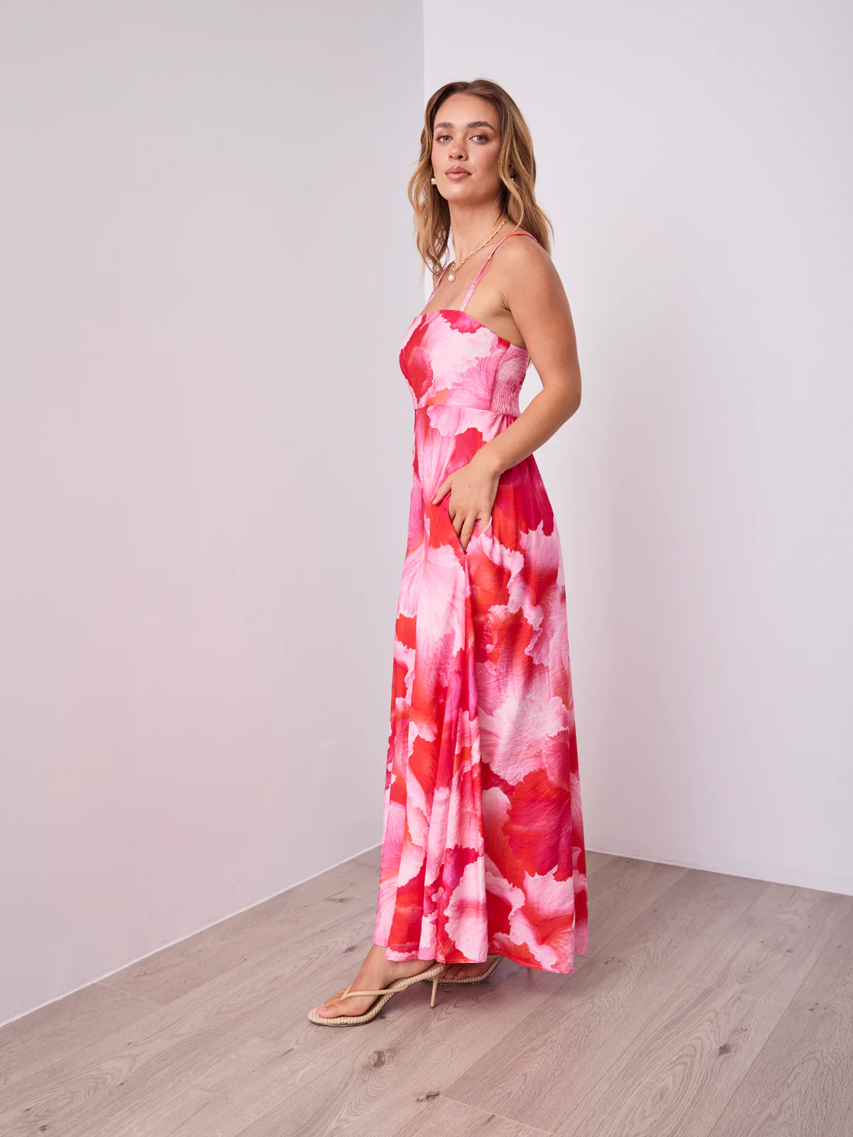 ROSE MAXI DRESS - PINK/RED - Image 4