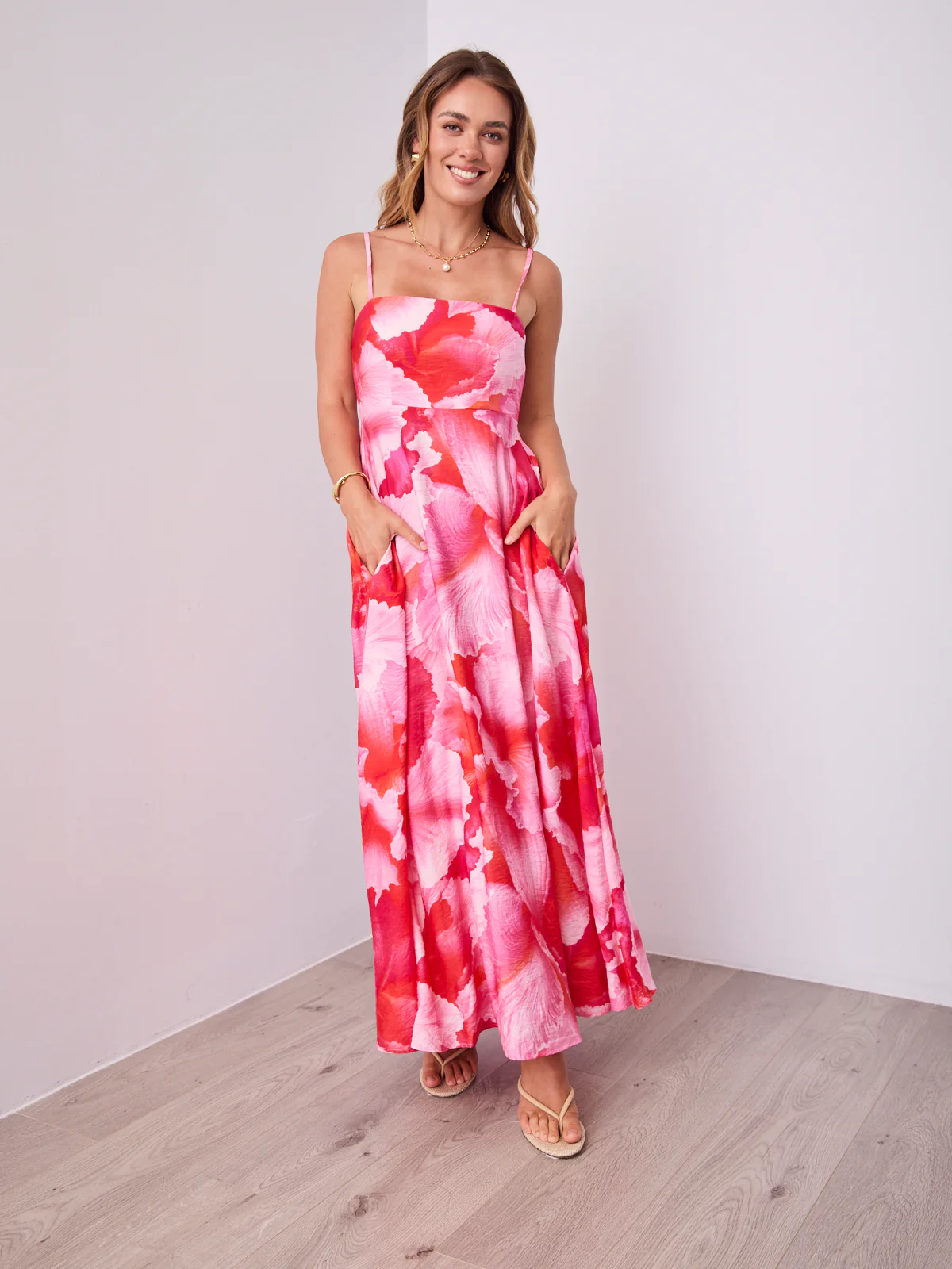 ROSE MAXI DRESS - PINK/RED - Image 5