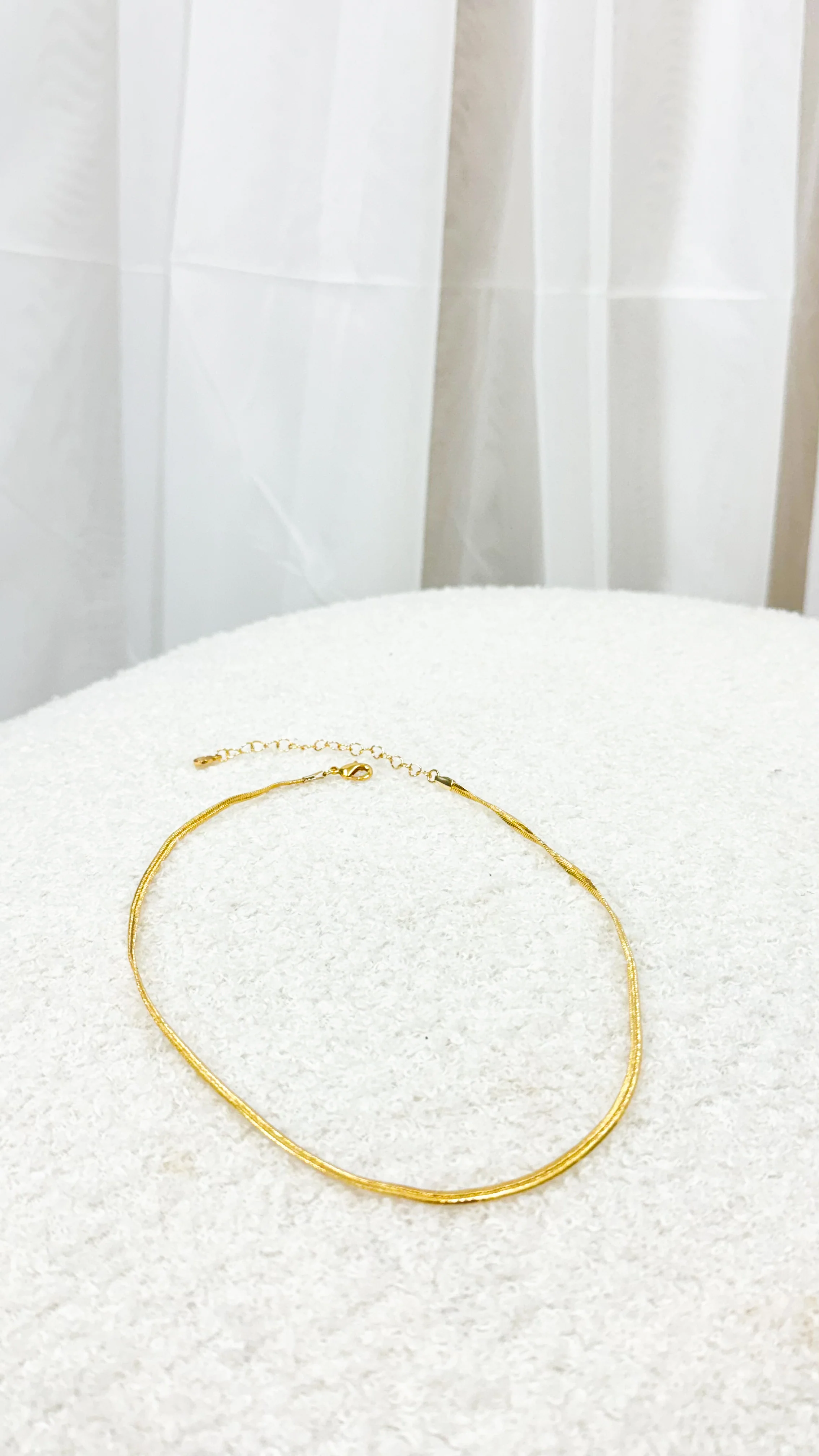 SNAKE 3mm 14K GOLD PLATED NECKLACE - GOLD - Image 8