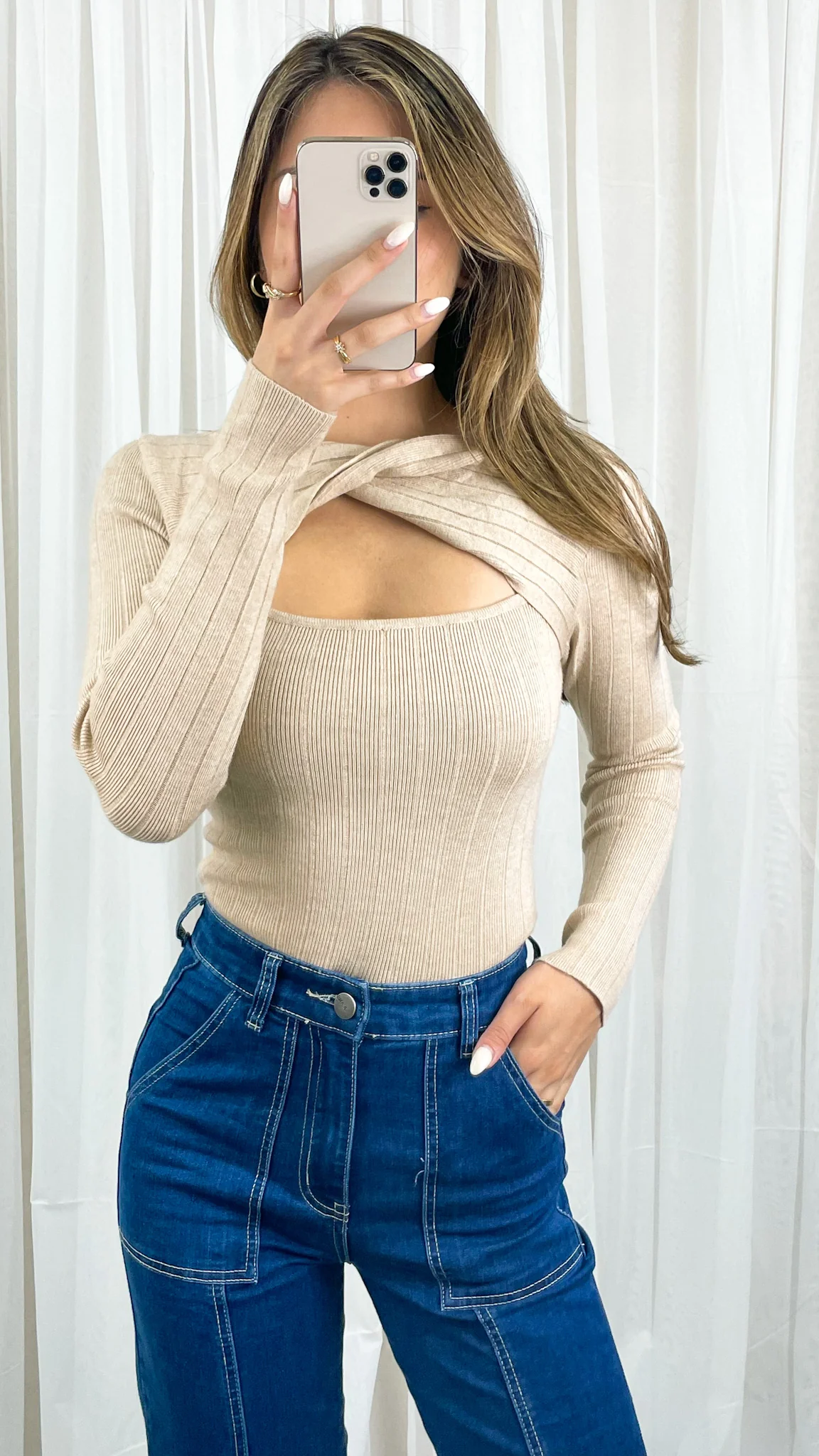 TAMIA KNIT TOP - SAND - Image 4