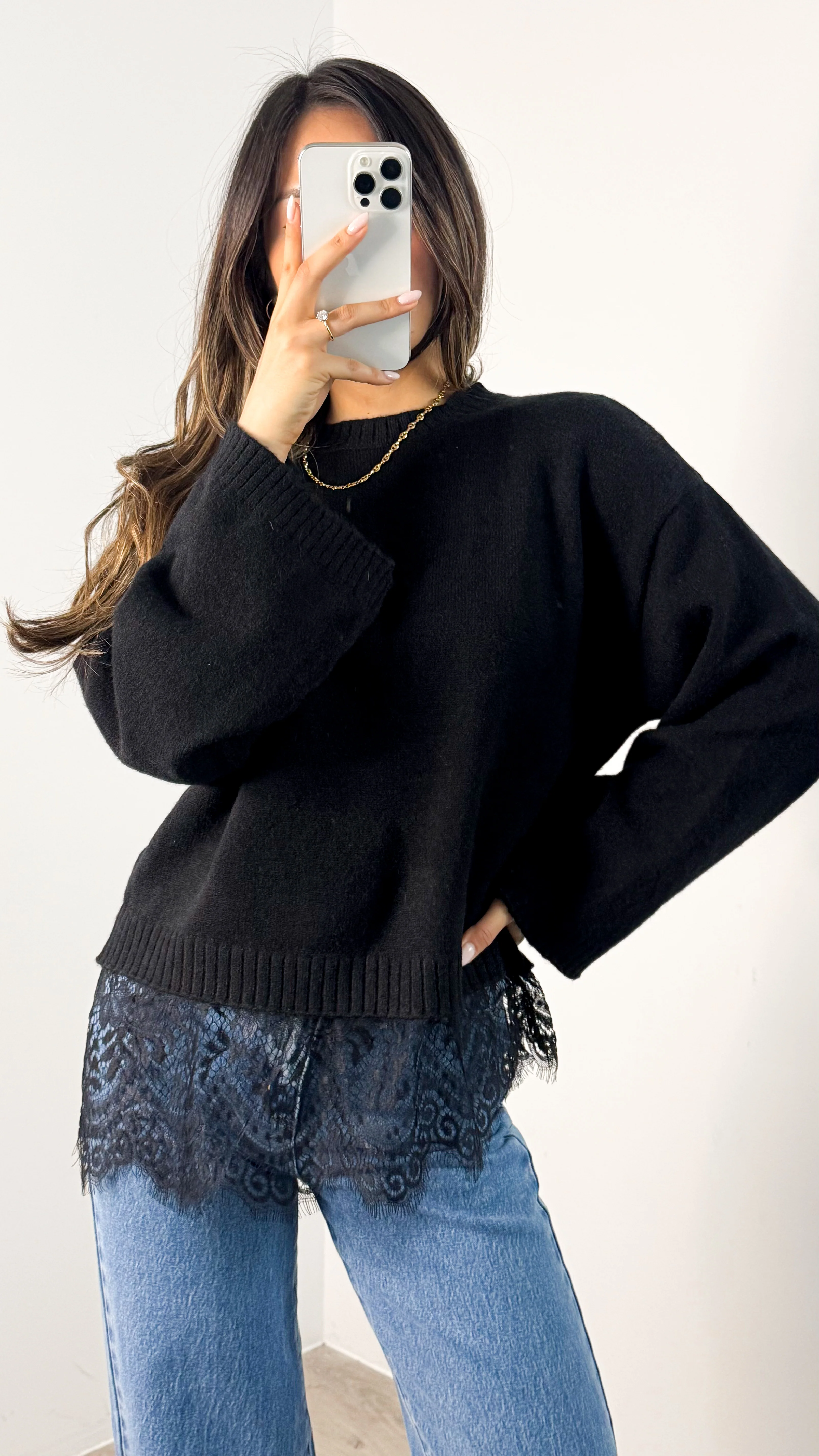 TOYA LACE KNIT - BLACK - Image 4