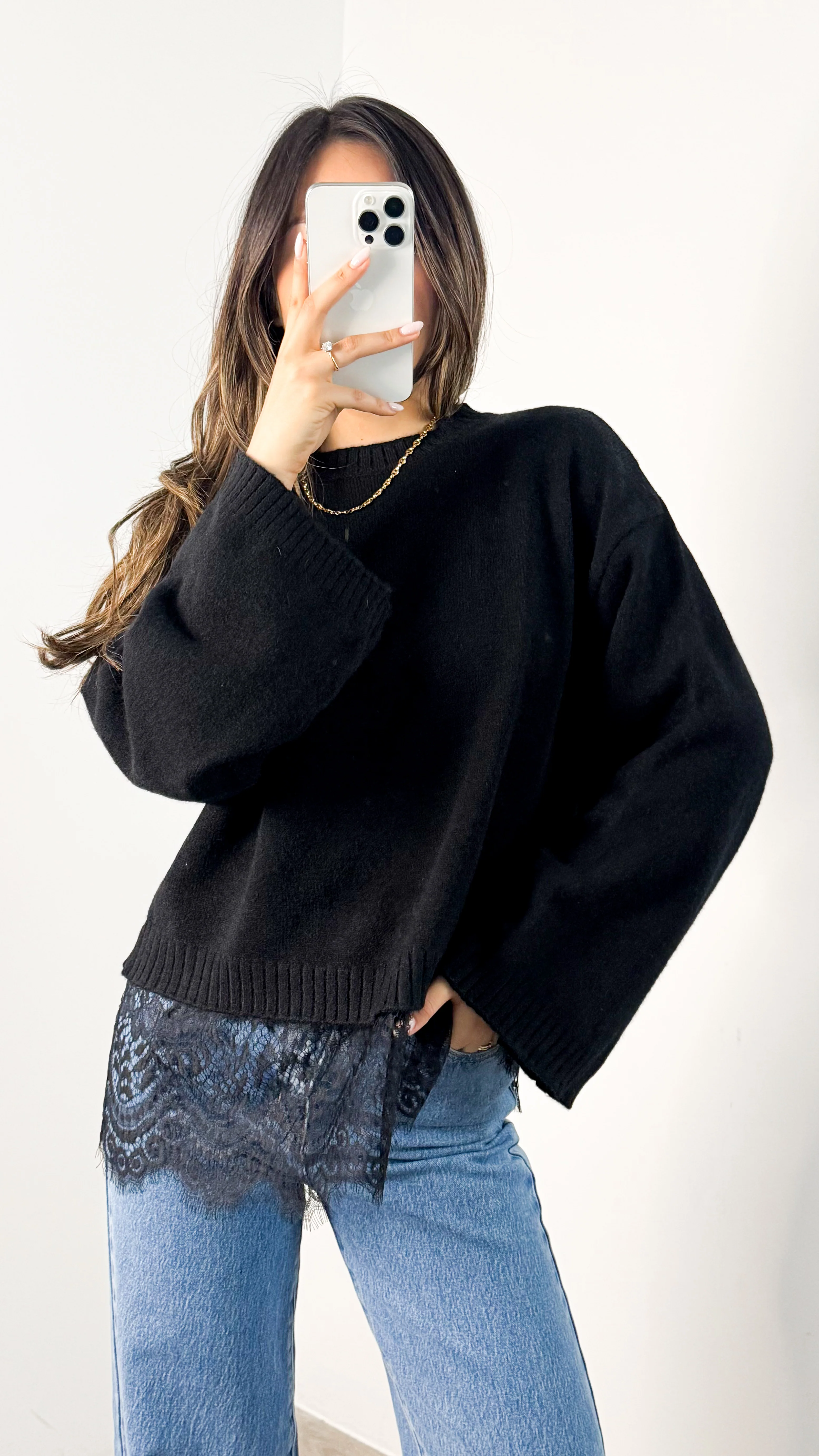 TOYA LACE KNIT - BLACK - Image 8