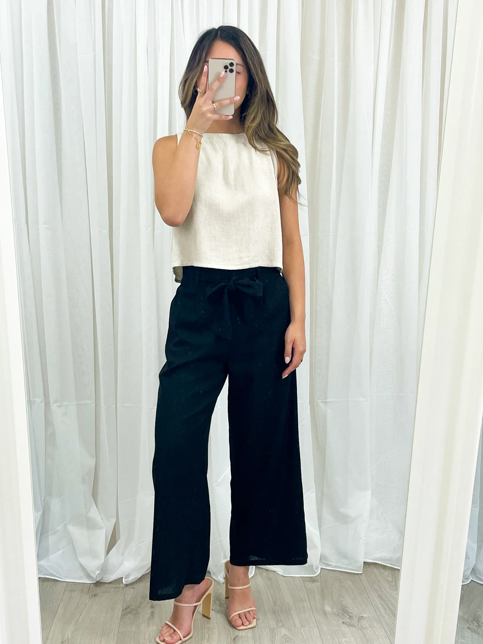 YELENA LINEN PANT - BLACK - Image 9